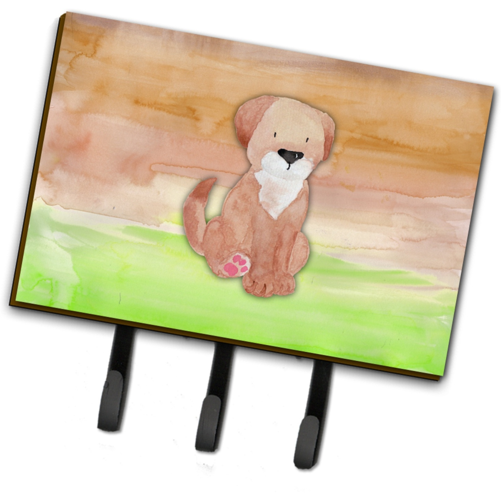 &quotCaroline's Treasures Dog Green and Brown Watercolor Wall Hook, Triple, Multicolor"