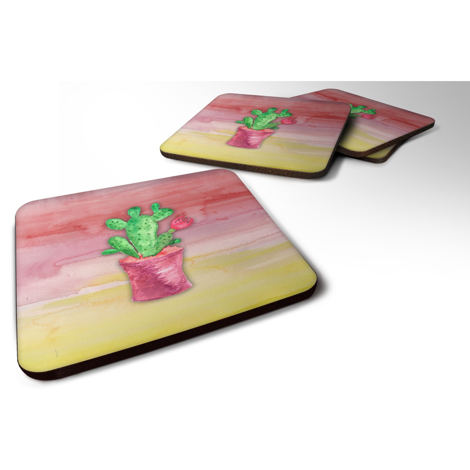 &quotCaroline's Treasures Flowering Cactus Watercolor Decorative coasters, 3.5, Multicolor"