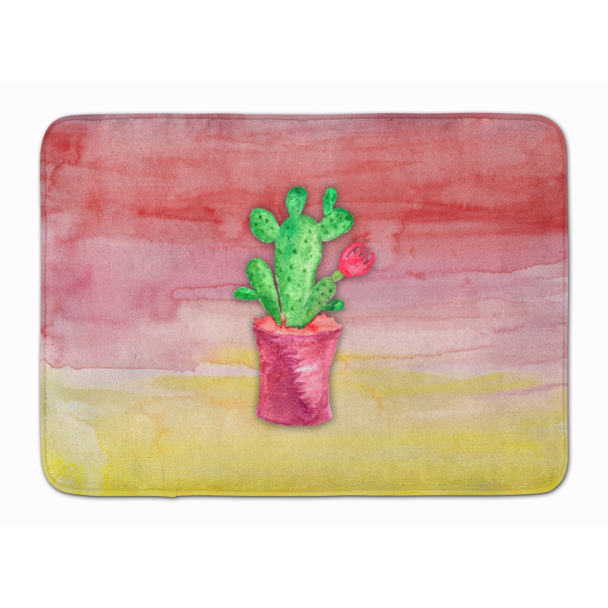 &quotCaroline's Treasures Flowering Cactus Watercolor Floor Mat, 19"&quotH x 27"&quotW, Multicolor"