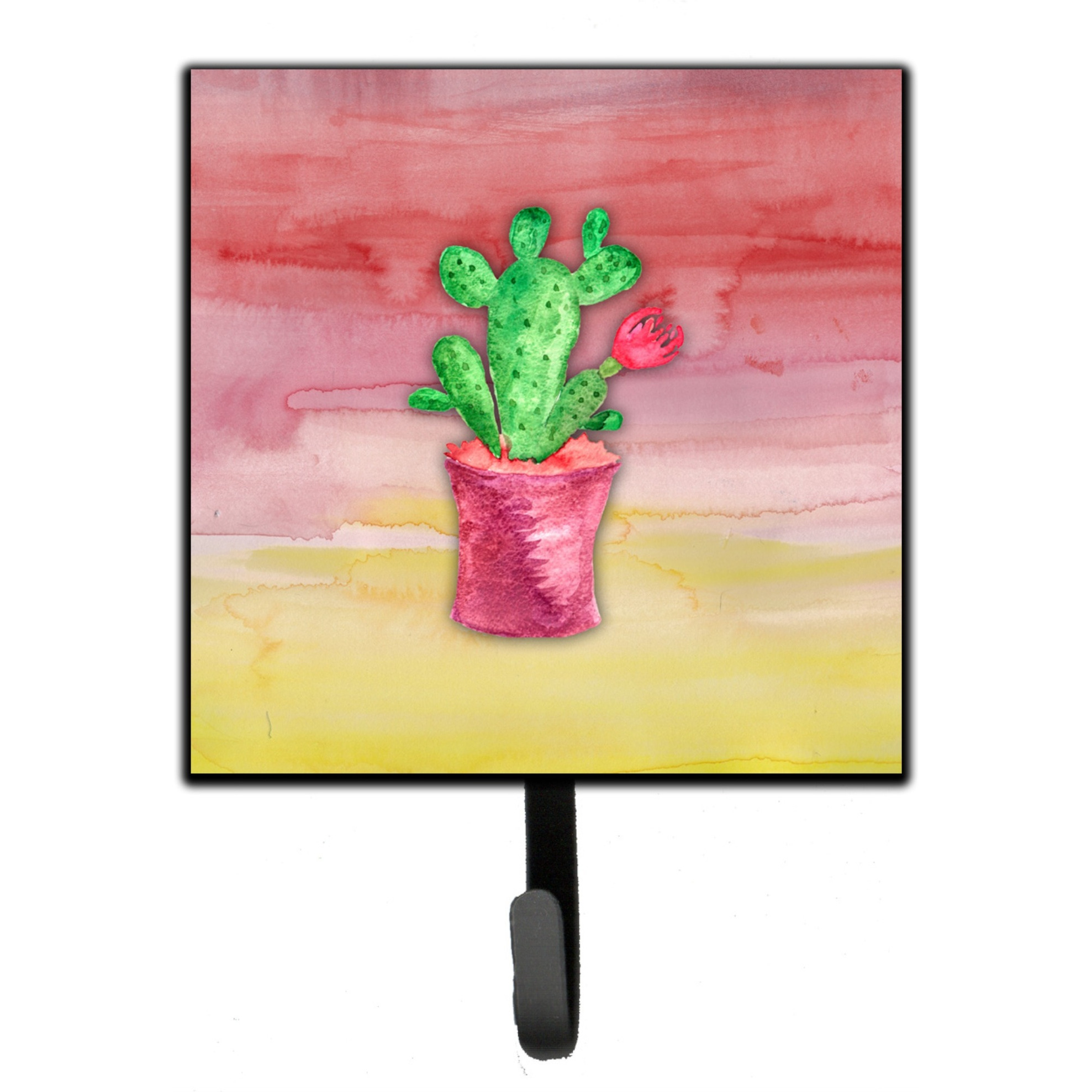 &quotCaroline's Treasures Flowering Cactus Watercolor Wall Hook, Small, Multicolor"