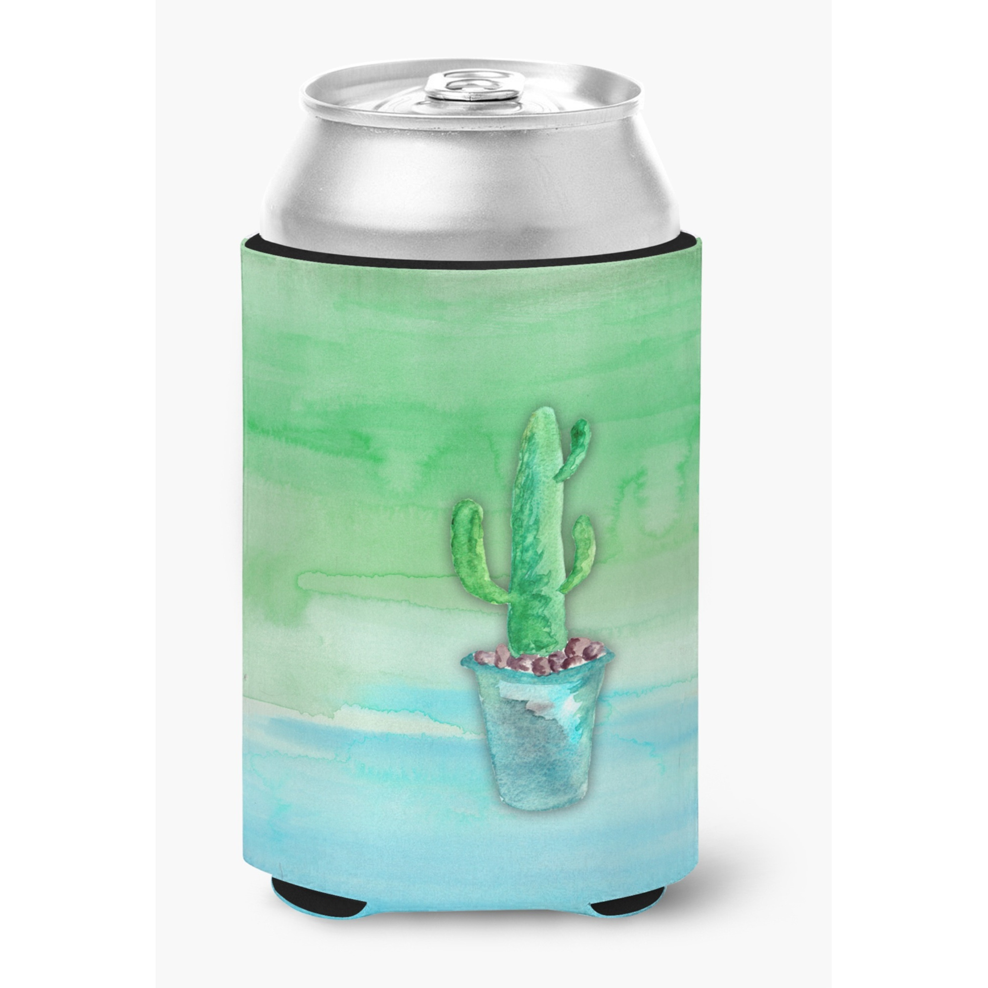 &quotCaroline's Treasures Cactus Teal and Green Watercolor Decorative Can Hugger, Multicolor"