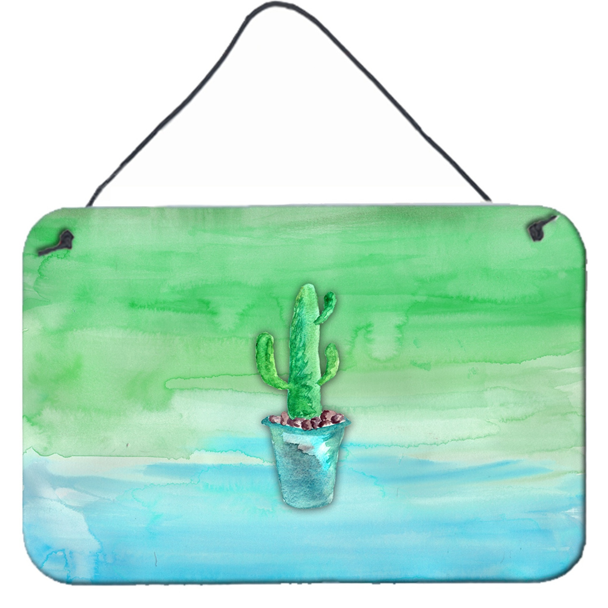 &quotCaroline's Treasures Cactus Teal and Green Watercolor Metal Print, 8"&quotH x 12"&quotW, Multicolor"