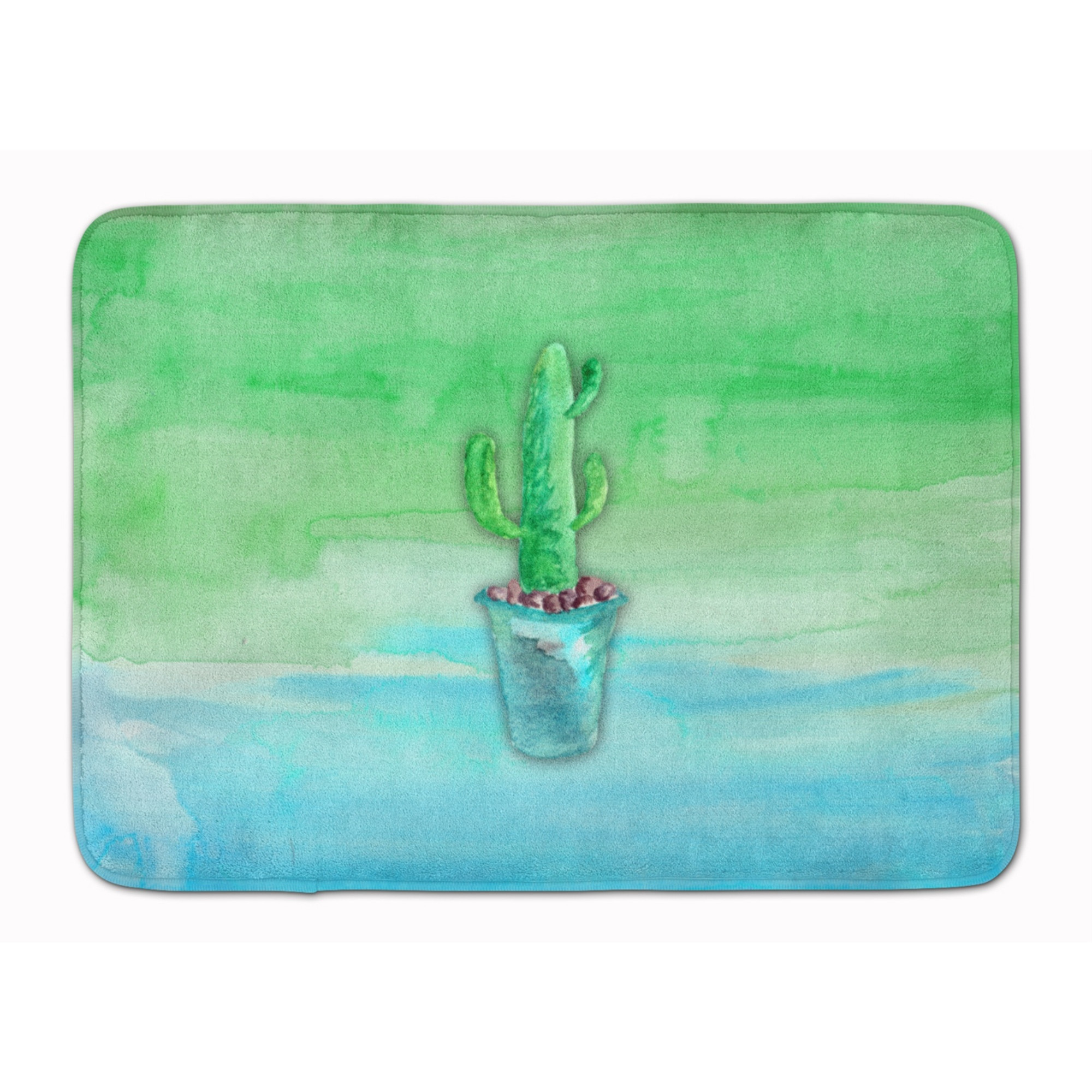 &quotCaroline's Treasures Cactus Teal and Green Watercolor Floor Mat, 19"&quotH x 27"&quotW, Multicolor"