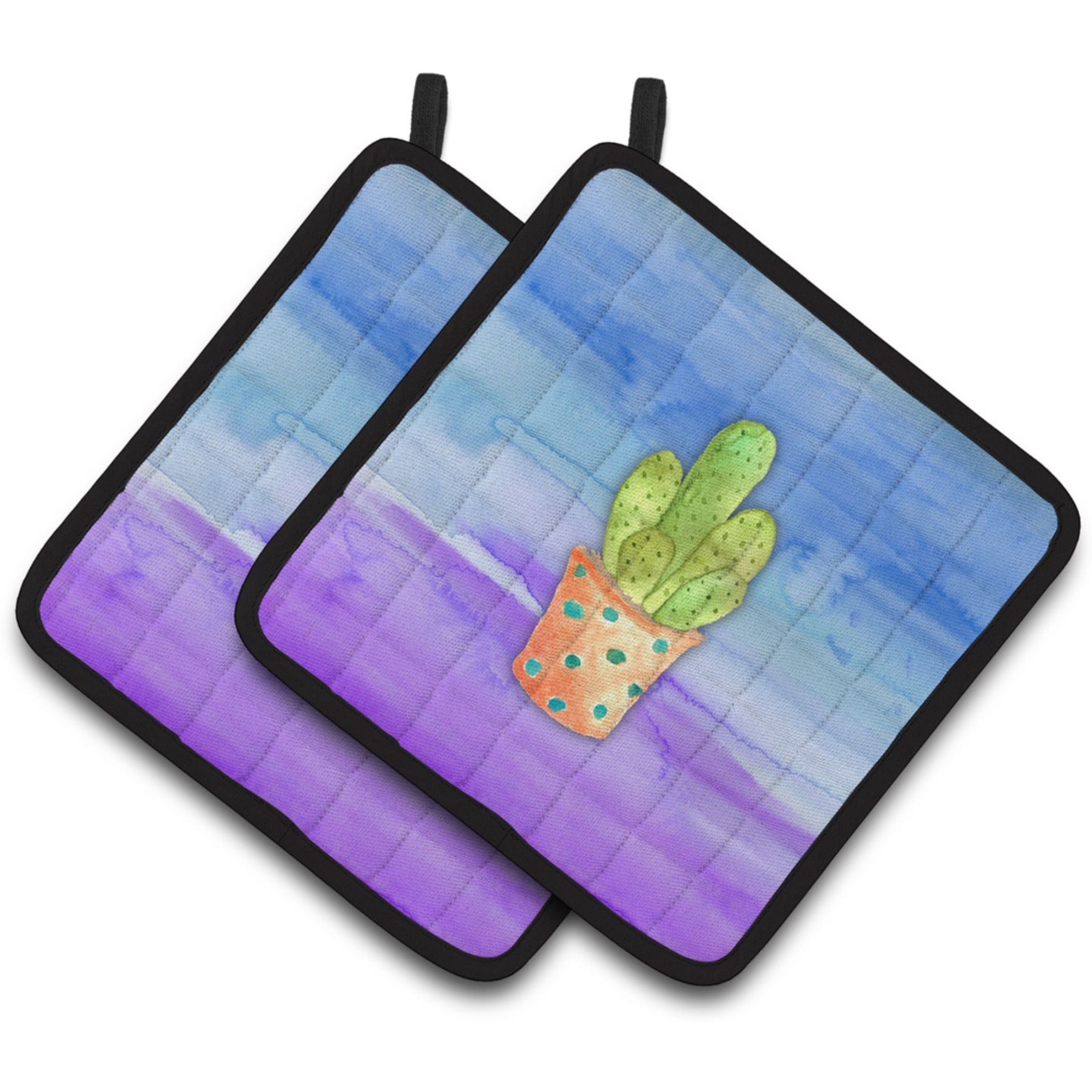 &quotCaroline's Treasures Cactus Blue and Purple Watercolor Decorated pot holder, 7.5"&quotH x 7.5"&quotW, Multicolor"