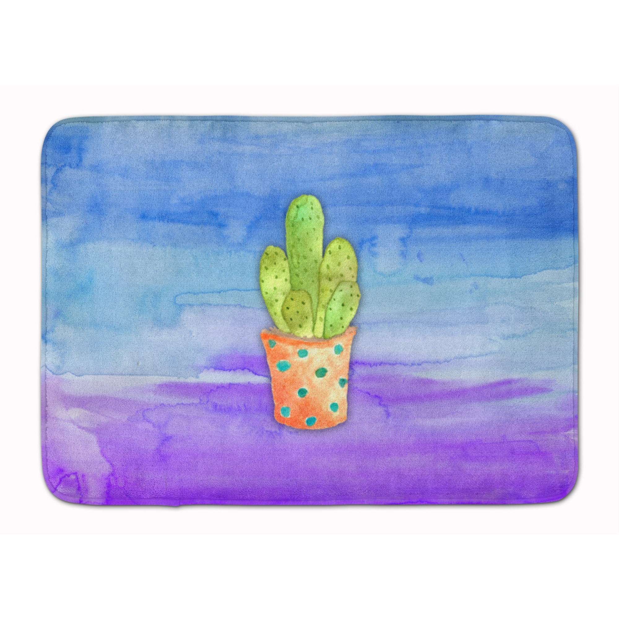 &quotCaroline's Treasures Cactus Blue and Purple Watercolor Floor Mat, 19"&quotH x 27"&quotW, Multicolor"