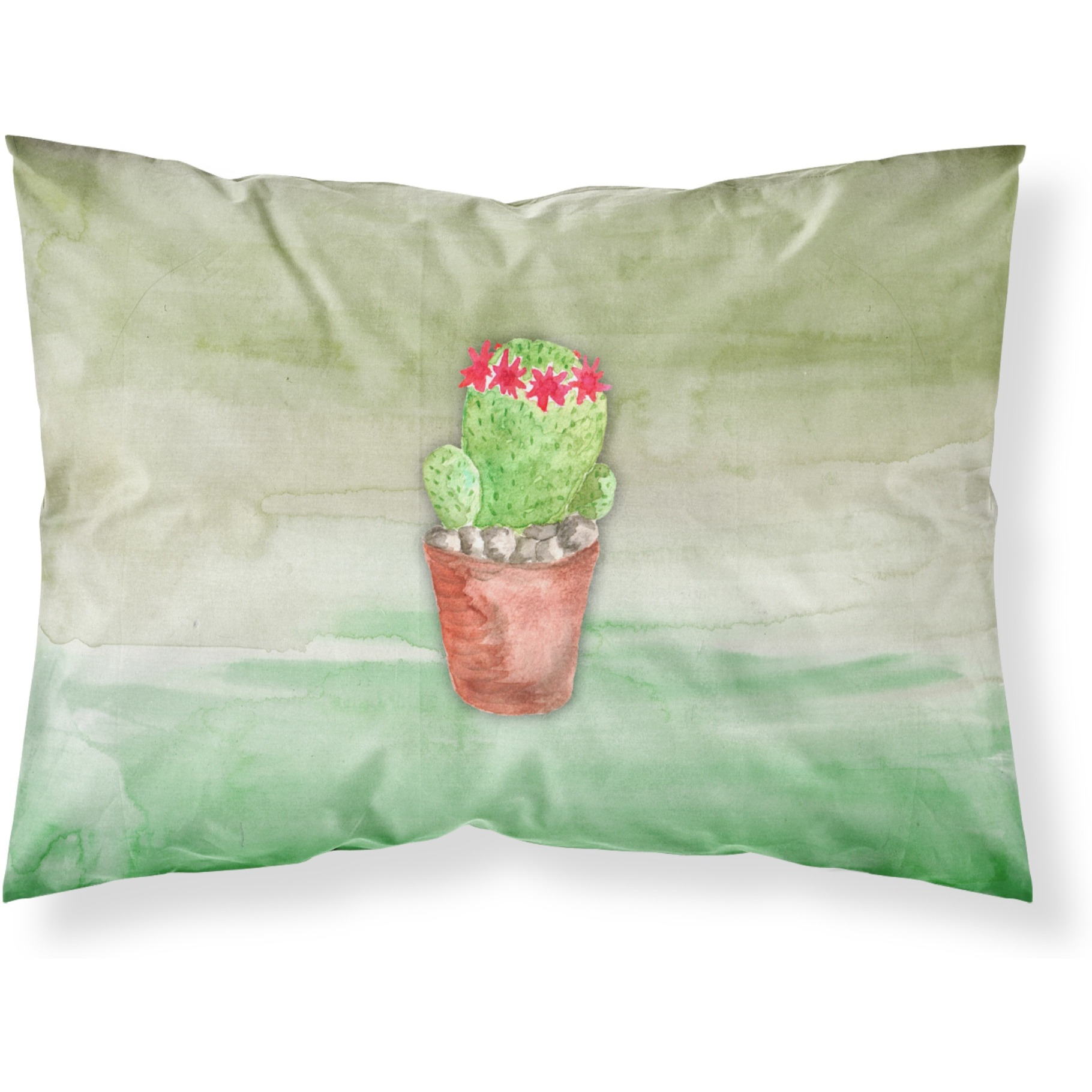 &quotCaroline's Treasures Cactus Green Watercolor Printed, Polyester, 250 Thread count, Envelope closure Pillowcase, Standard, Multicolor"