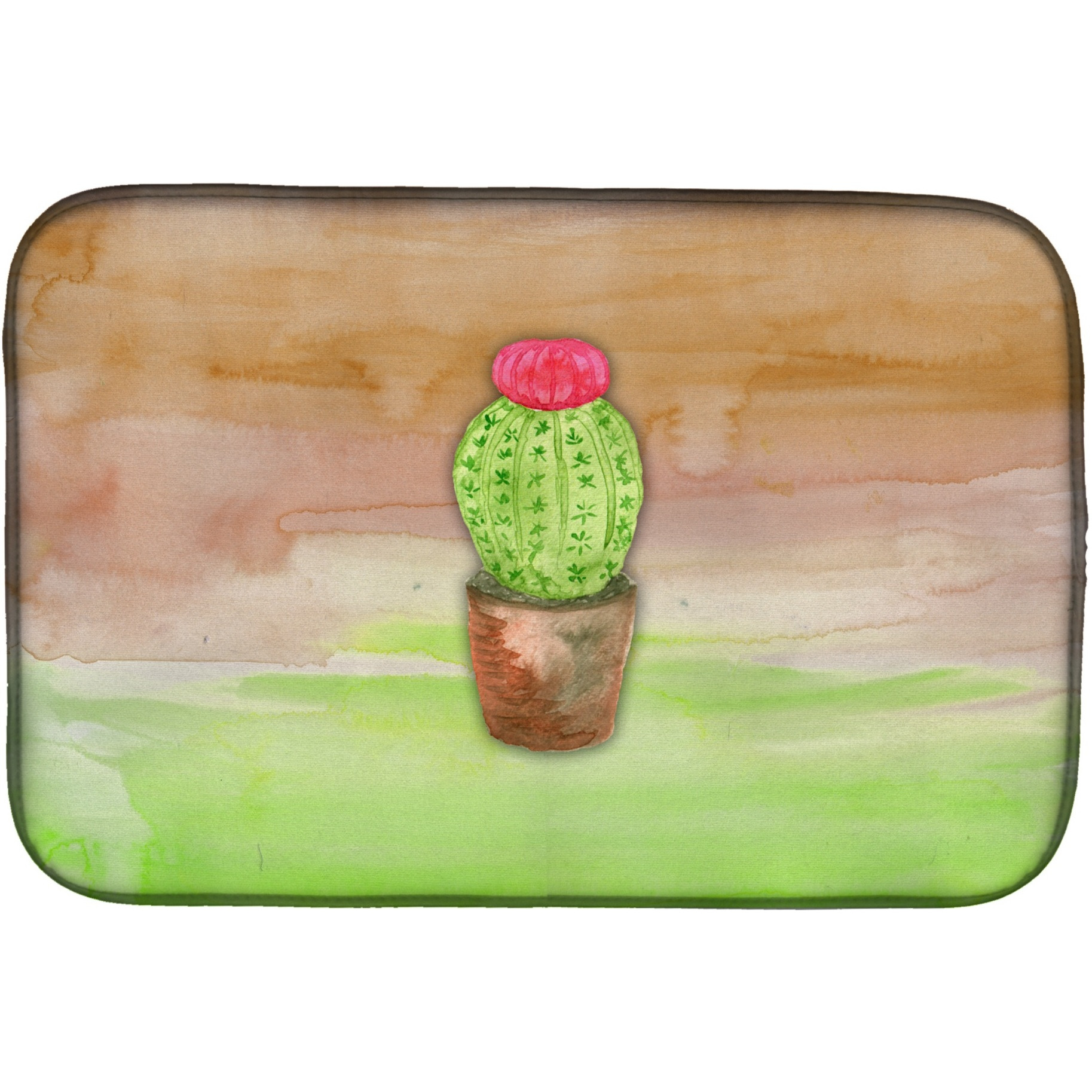 &quotCaroline's Treasures Cactus Green and Brown Watercolor Dish Drying Mat, 14"" x 21"", Multicolor"