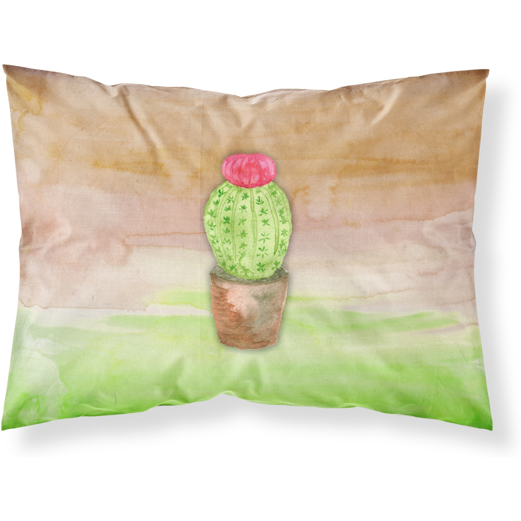 &quotCaroline's Treasures Cactus Green and Brown Watercolor Pillowcase, Standard, Multicolor"
