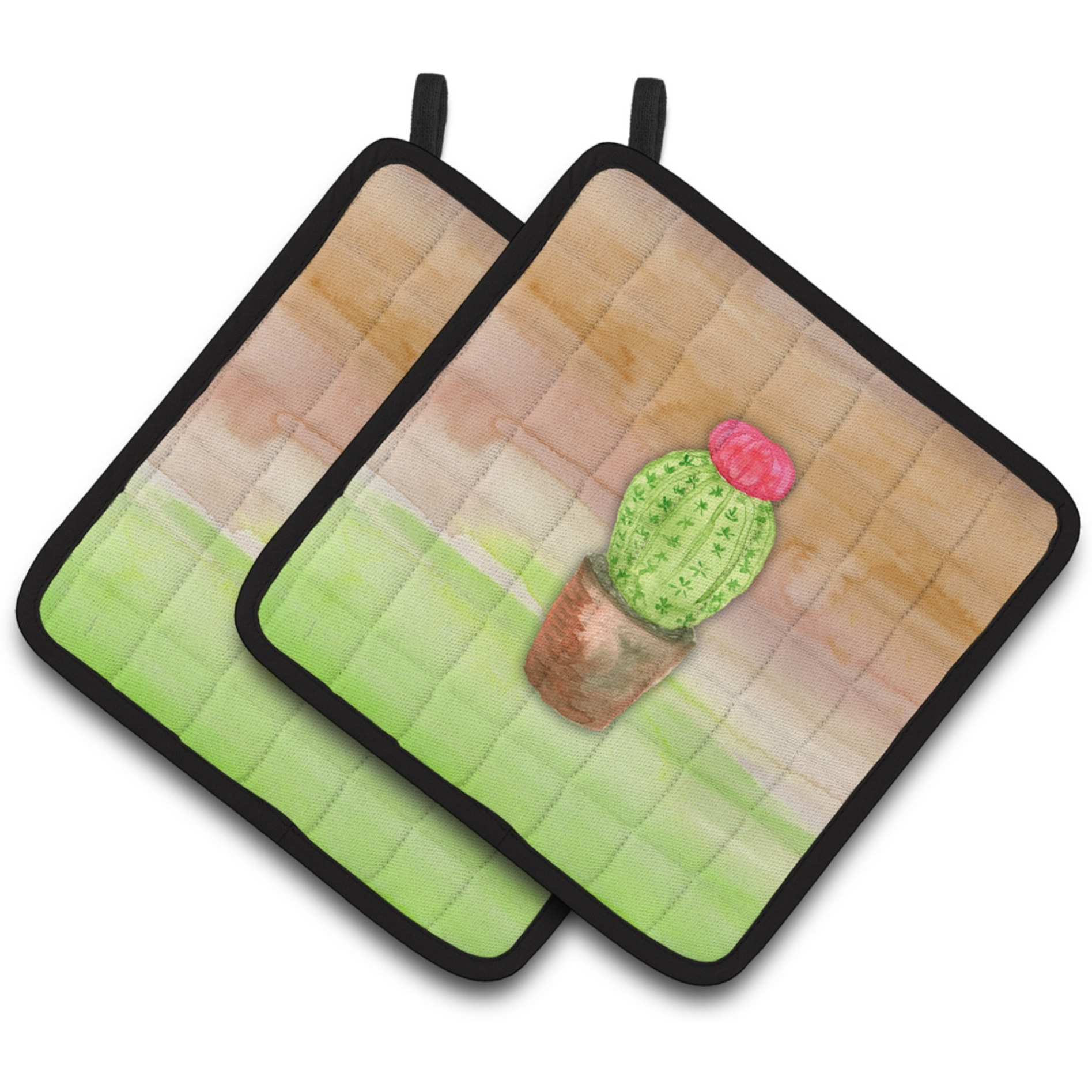 &quotCaroline's Treasures Cactus Green and Brown Watercolor Decorated pot holder, 7.5"&quotH x 7.5"&quotW, Multicolor"