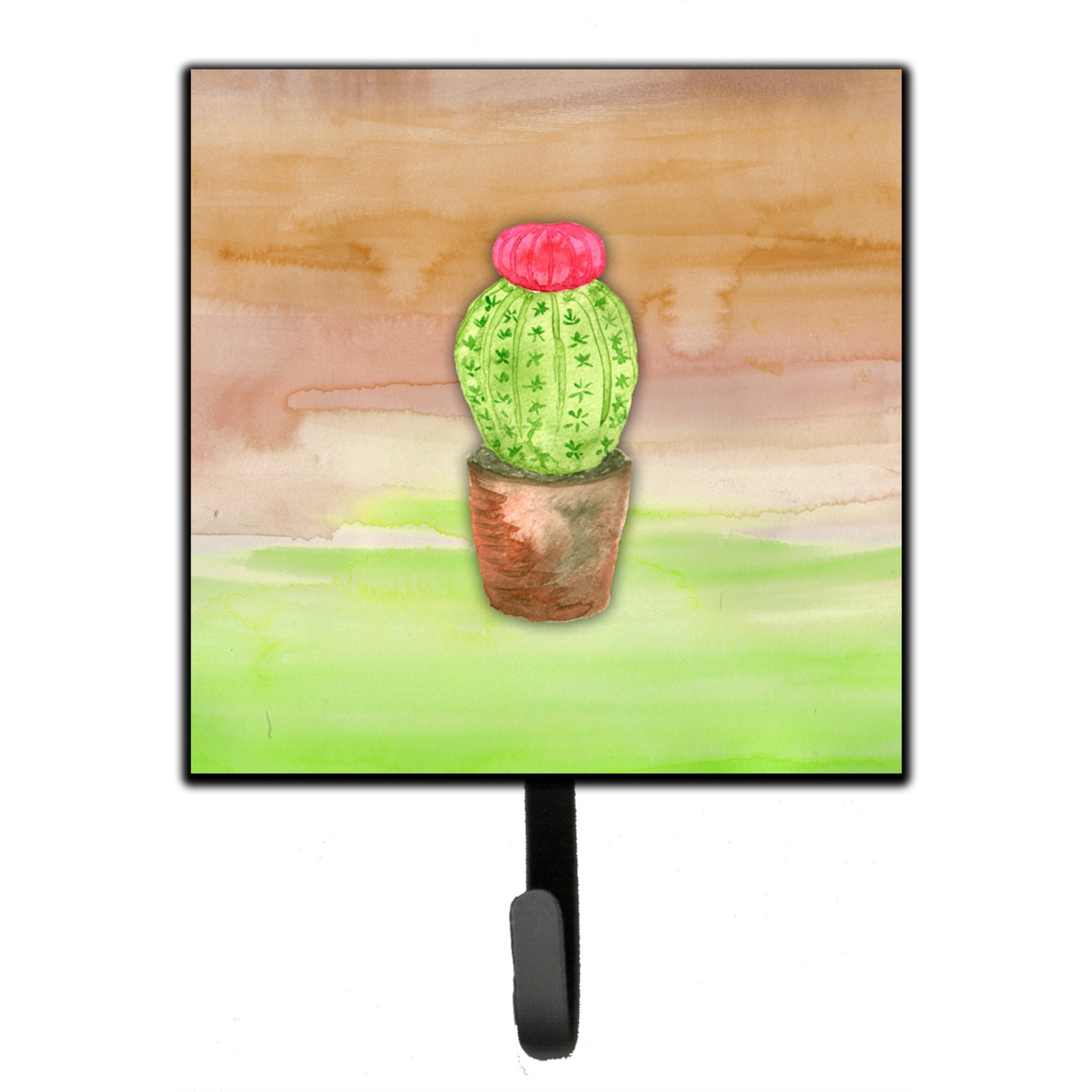 &quotCaroline's Treasures Cactus Green and Brown Watercolor Wall Hook, Small, Multicolor"