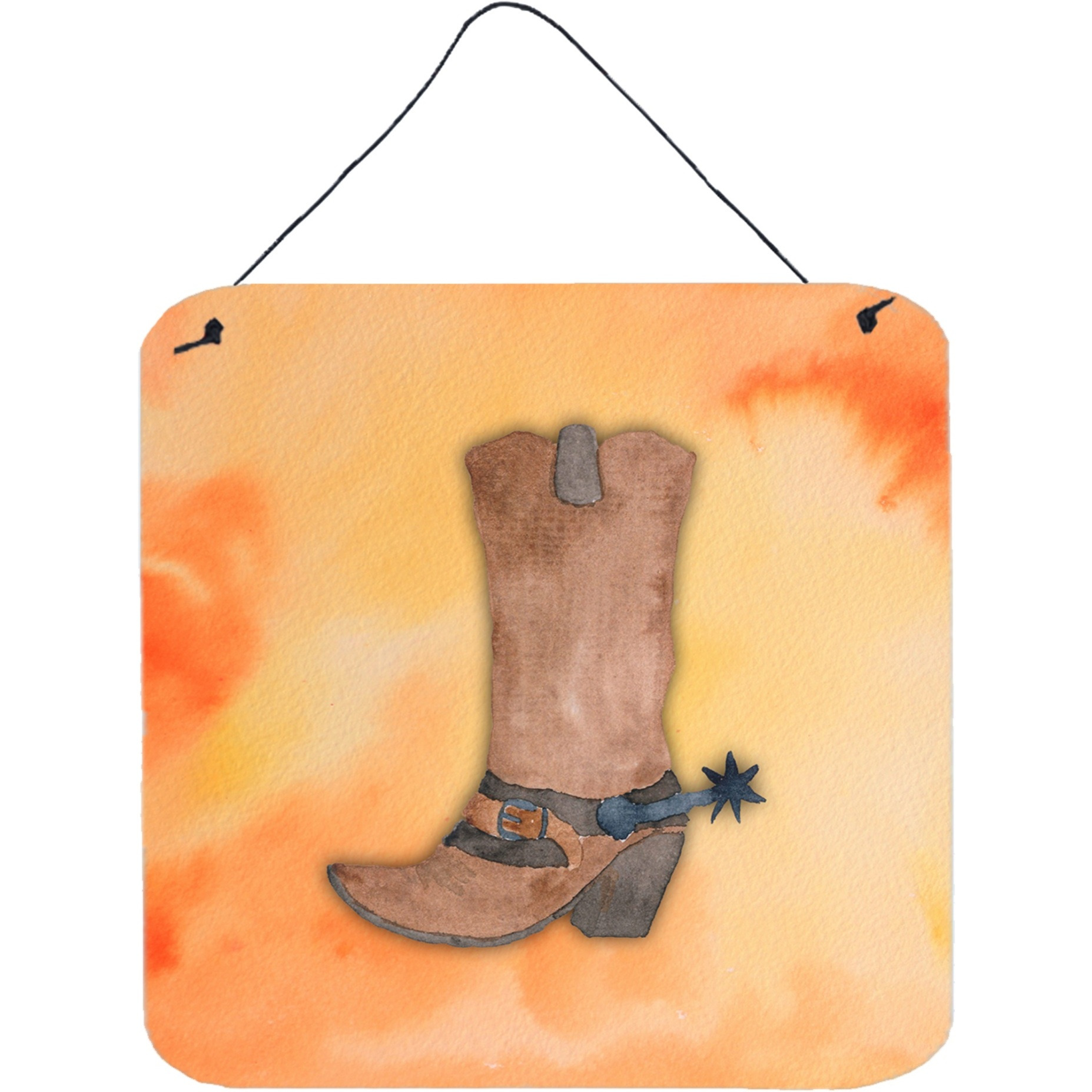 &quotCaroline's Treasures Cowboy Boot Watercolor Metal Print, 6"&quotH x 6"&quotW, Multicolor"