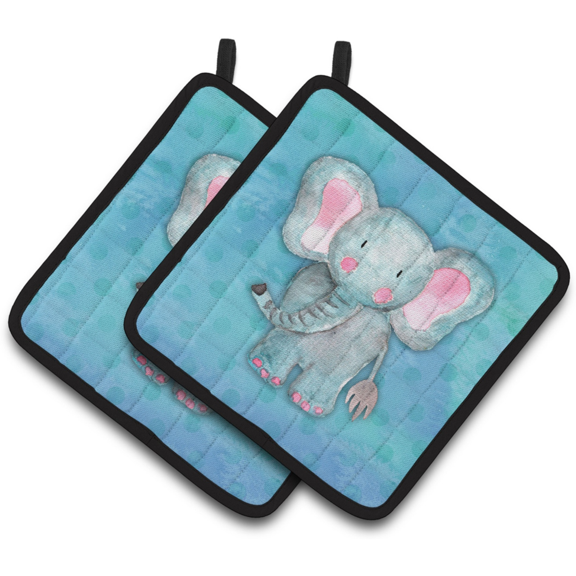 &quotCaroline's Treasures Blue Elepant Watercolor Decorated pot holder, 7.5"&quotH x 7.5"&quotW, Multicolor"