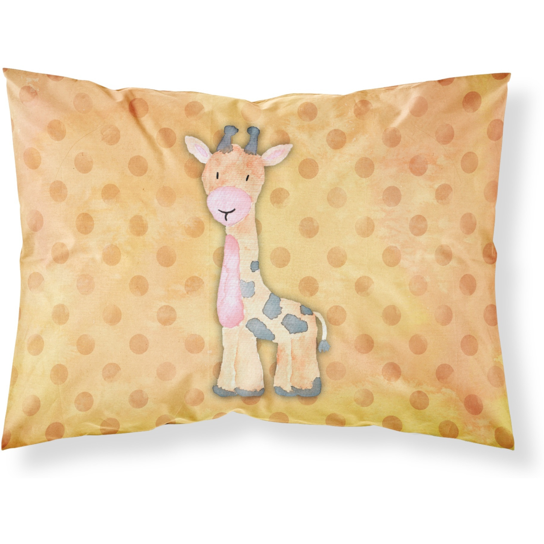&quotCaroline's Treasures Polkadot Giraffe Watercolor Printed, Polyester, 250 Thread count, Envelope closure Pillowcase, Standard, Multicolor"