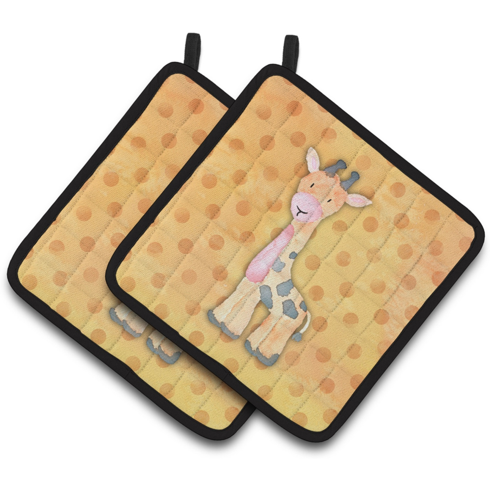 &quotCaroline's Treasures Polkadot Griaffe Watercolor Decorated pot holder, 7.5"&quotH x 7.5"&quotW, Multicolor"