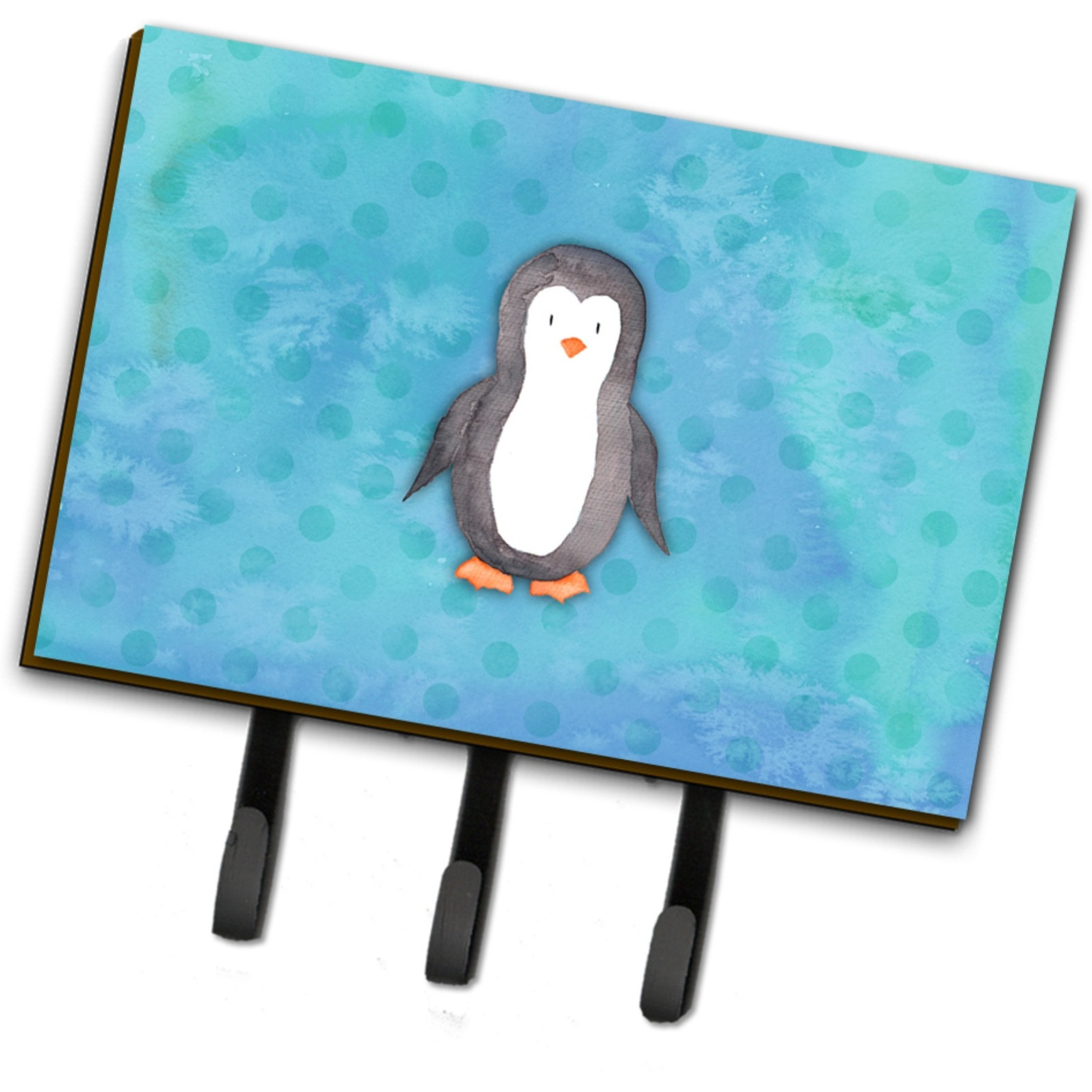 &quotCaroline's Treasures Polkadot Penguin Watercolor Wall Hook, Triple, Multicolor"