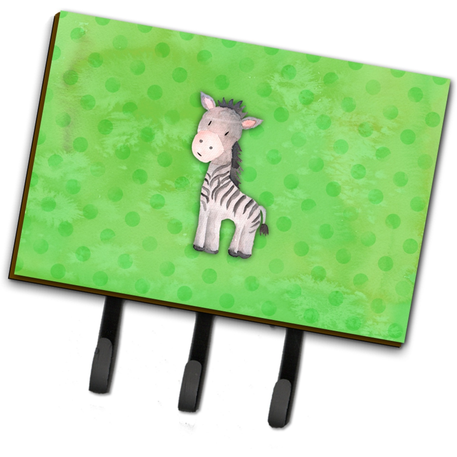 &quotCaroline's Treasures Polkadot Zebra Watercolor Wall Hook, Triple, Multicolor"