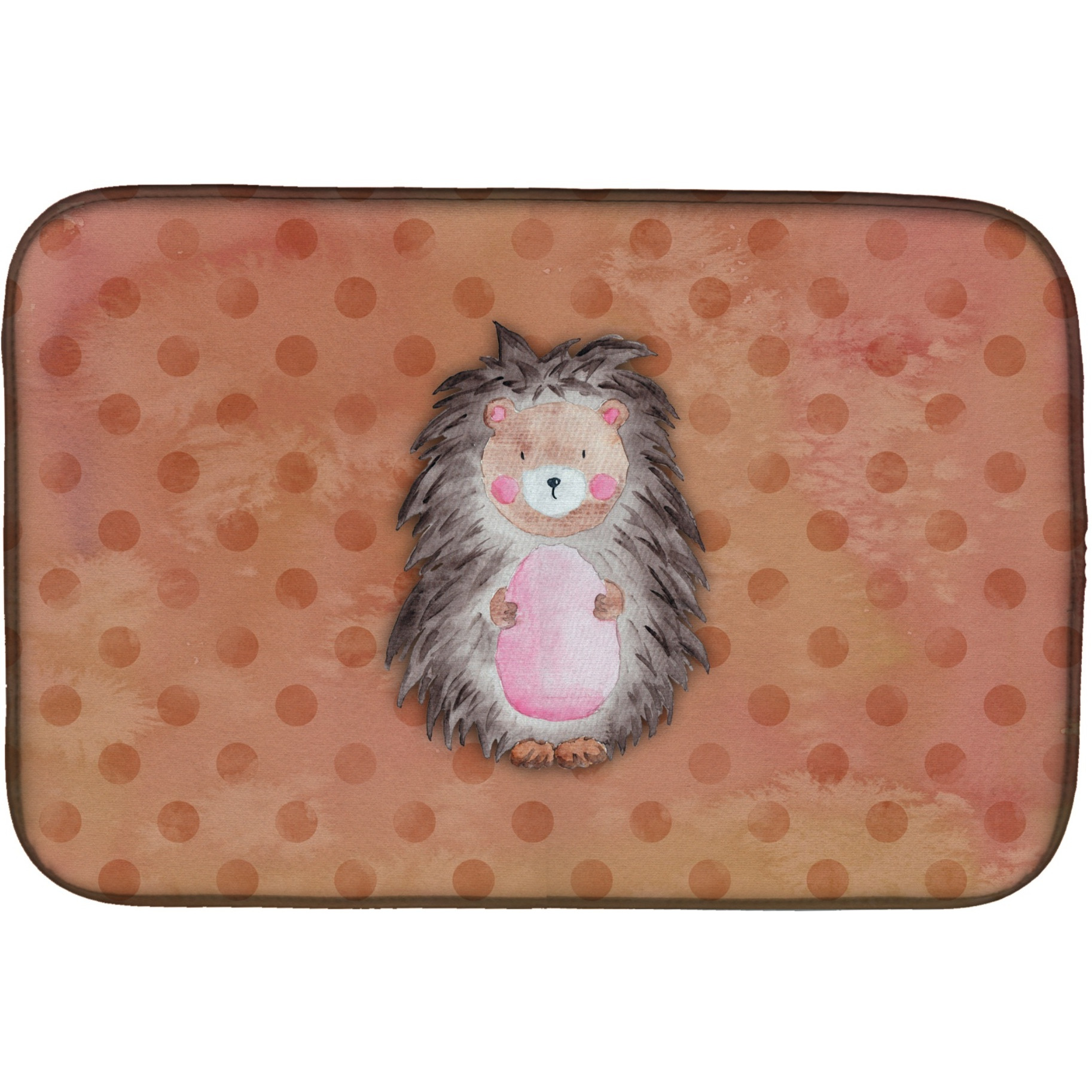 &quotCaroline's Treasures Polkadot Hedgehog Watercolor Dish Drying Mat, 14"" x 21"", Multicolor"