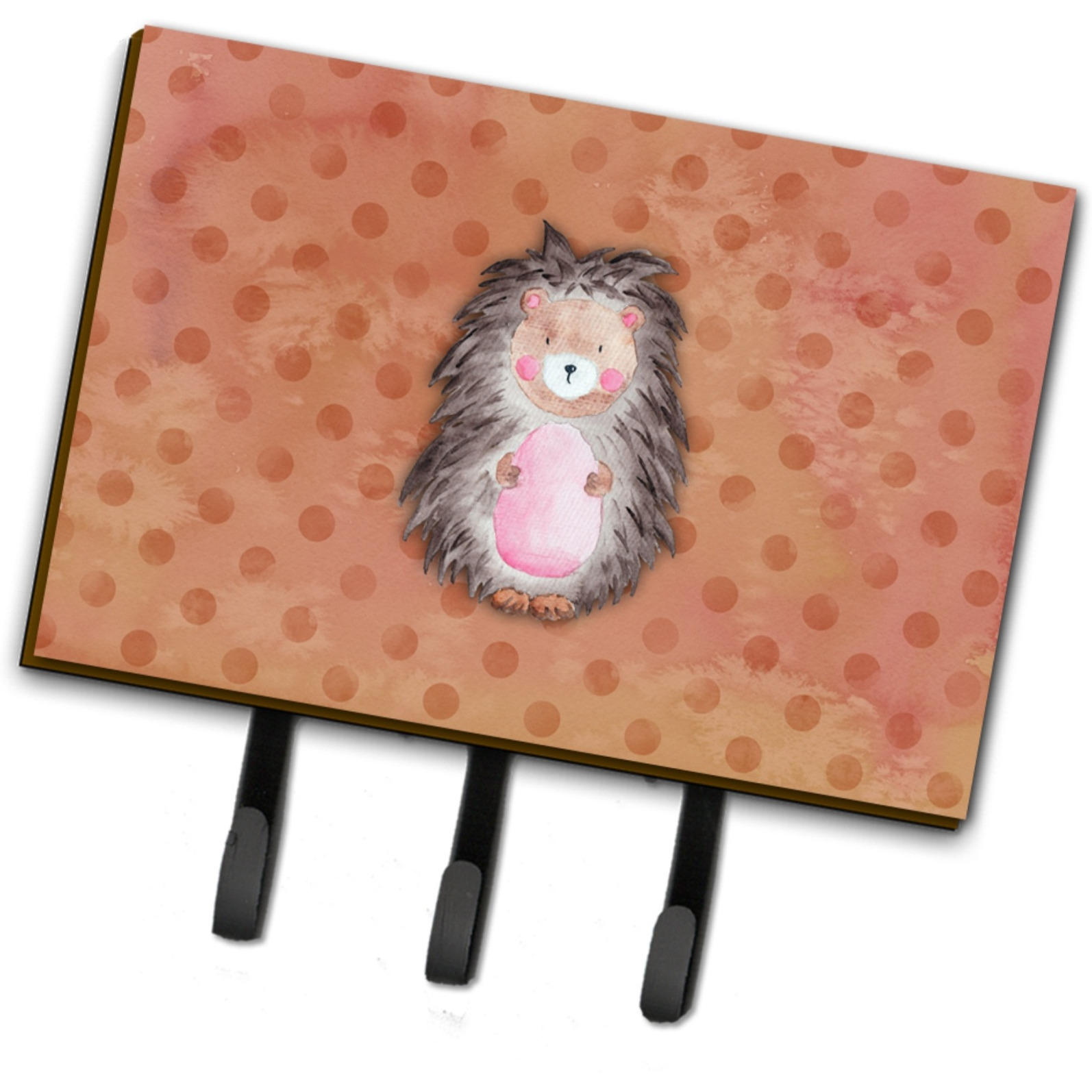 &quotCaroline's Treasures Polkadot Hedgehog Watercolor Wall Hook, Triple, Multicolor"