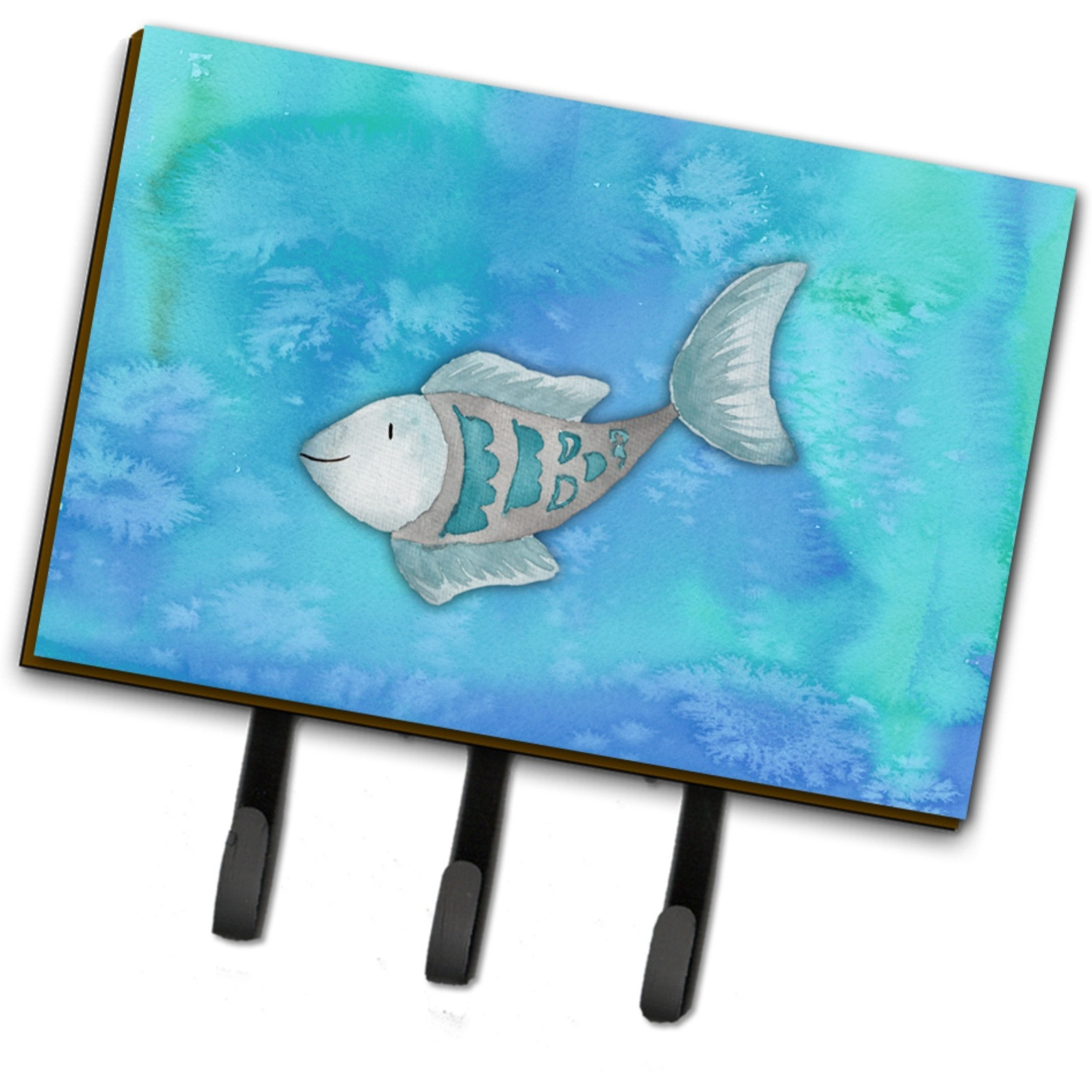 &quotCaroline's Treasures Blue Fish Watercolor Wall Hook, Triple, Multicolor"