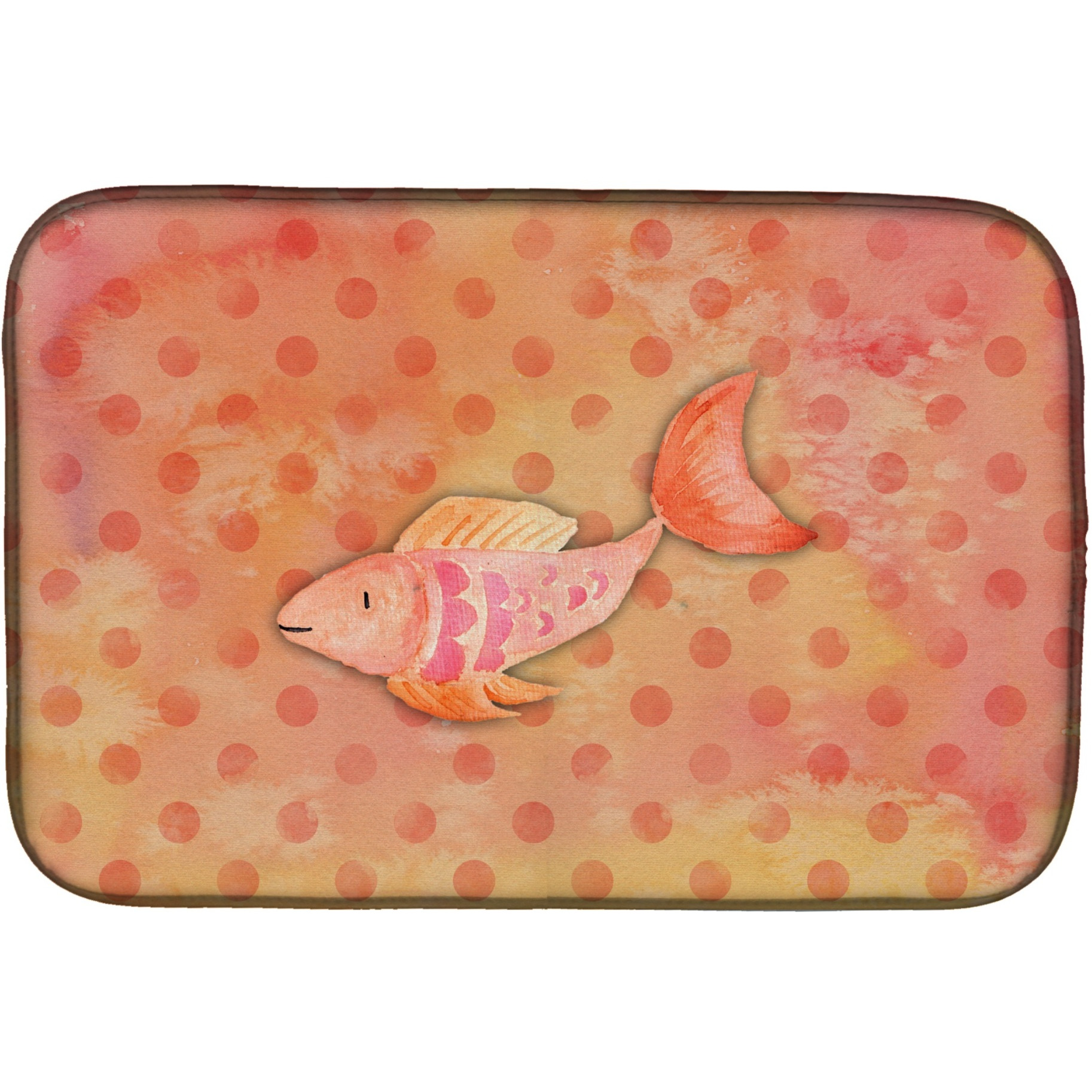 &quotCaroline's Treasures Orange Fish Watercolor Dish Drying Mat, 14"" x 21"", Multicolor"