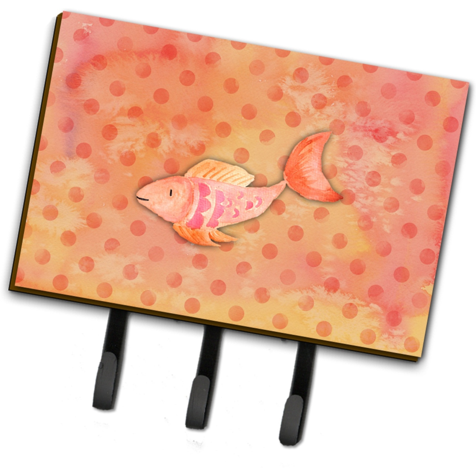 &quotCaroline's Treasures Orange Fish Watercolor Wall Hook, Triple, Multicolor"