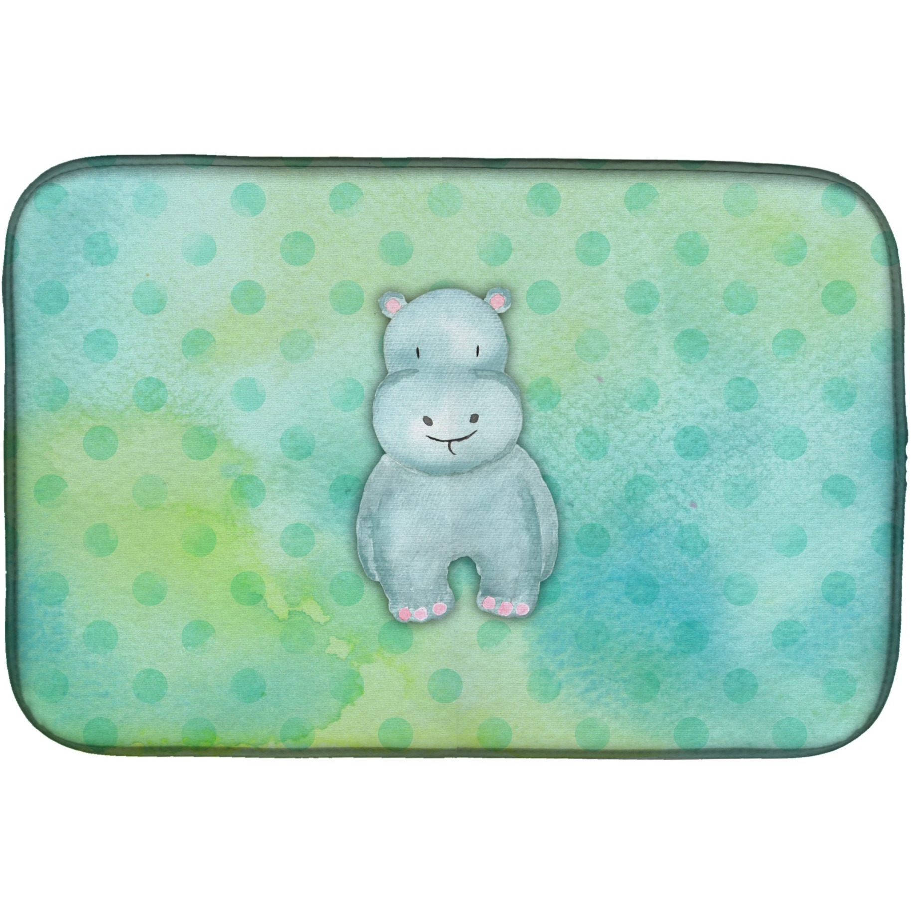 &quotCaroline's Treasures Polkadot Hippopotamus Watercolor Dish Drying Mat, 14"" x 21"", Multicolor"
