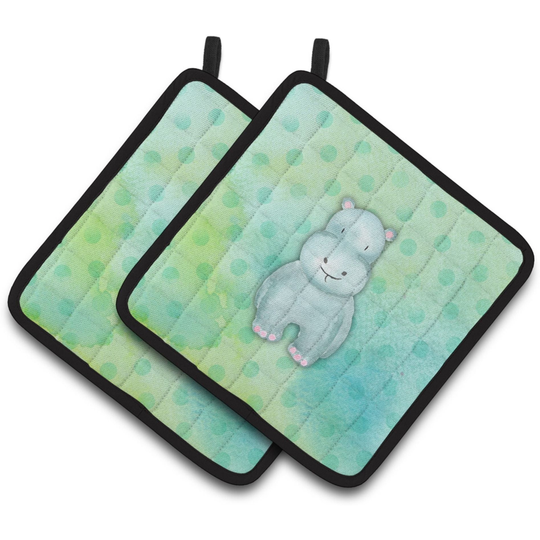 &quotCaroline's Treasures Polkadot Hippopotamus Watercolor Decorated pot holder, 7.5"&quotH x 7.5"&quotW, Multicolor"