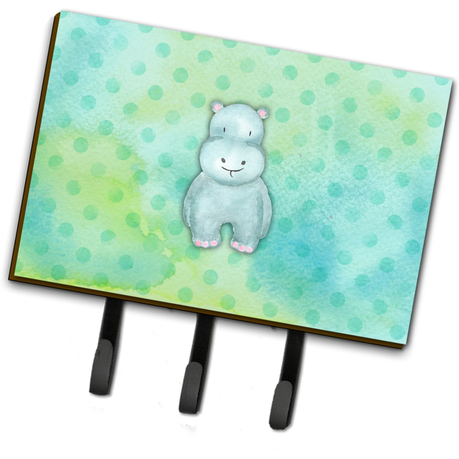 &quotCaroline's Treasures Polkadot Hippopotamus Watercolor Wall Hook, Triple, Multicolor"