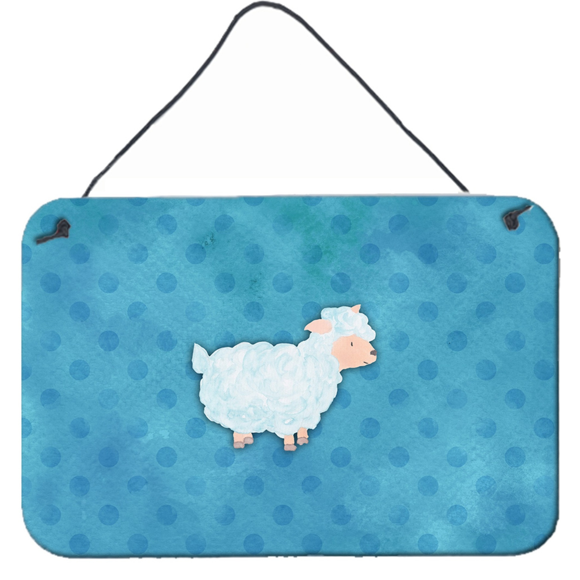 &quotCaroline's Treasures Polkadot Sheep Lamb Watercolor Metal Print, 8"&quotH x 12"&quotW, Multicolor"