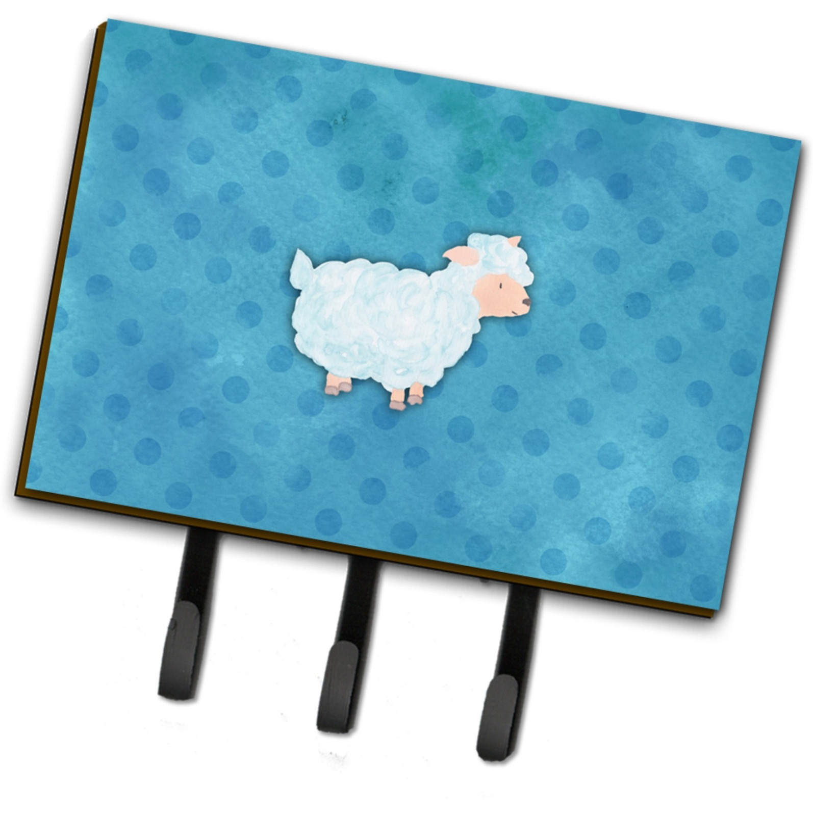 &quotCaroline's Treasures Polkadot Sheep Lamb Watercolor Wall Hook, Triple, Multicolor"