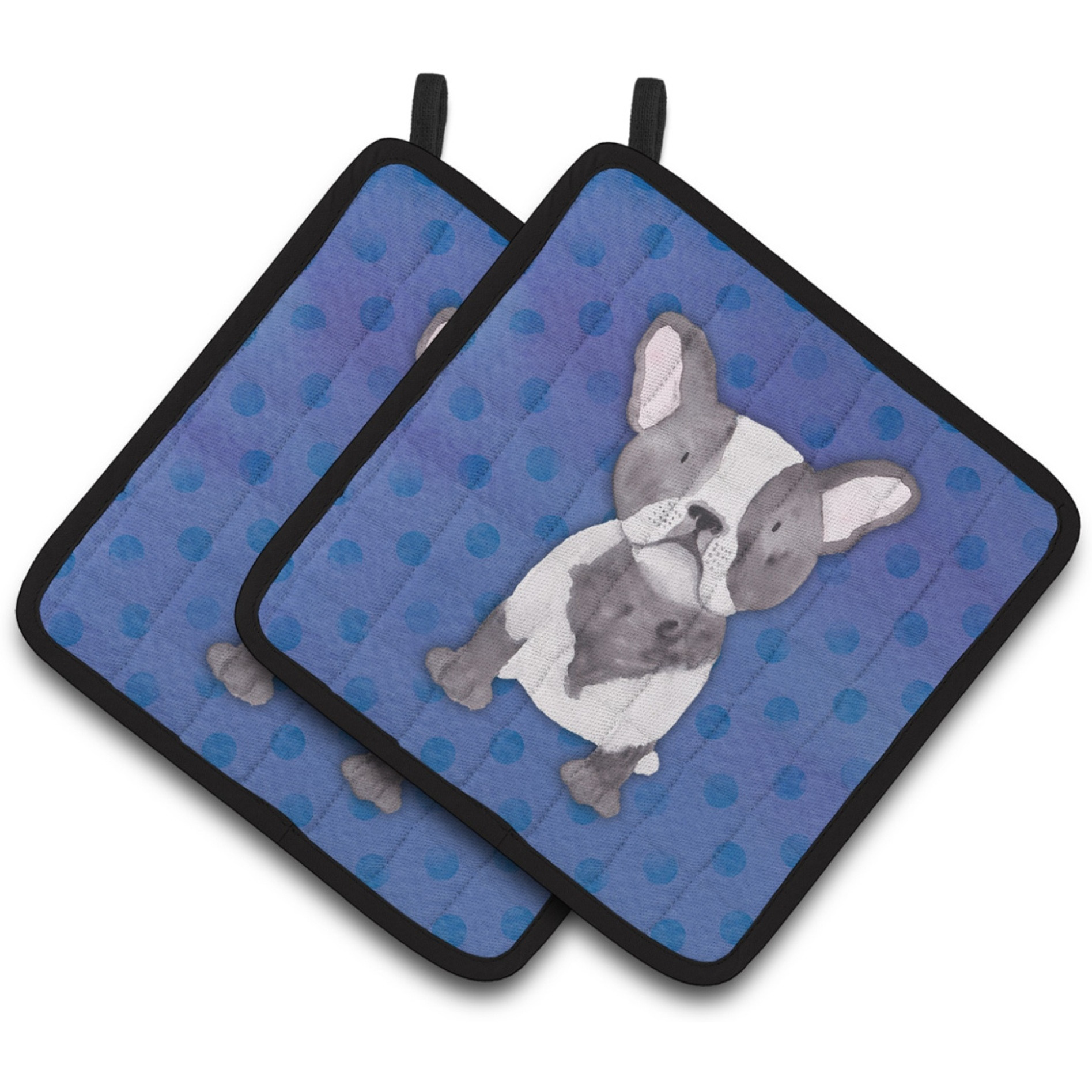 &quotCaroline's Treasures French Bulldog Polkadot Watercolor Decorated pot holder, 7.5"&quotH x 7.5"&quotW, Multicolor"