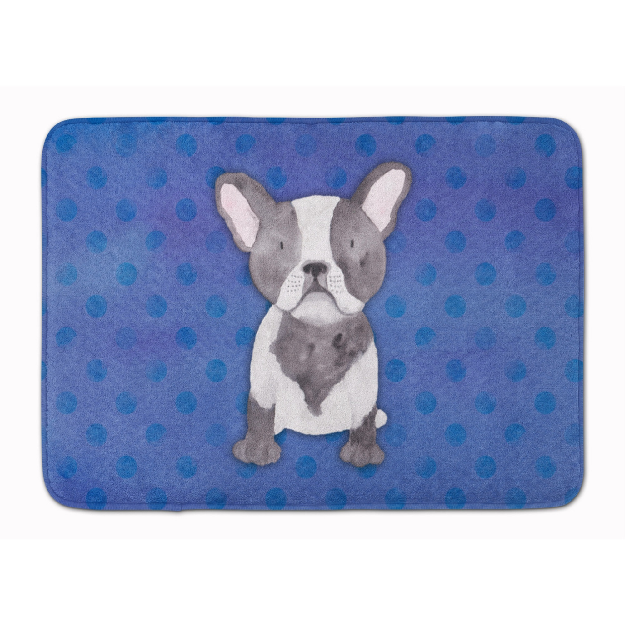 &quotCaroline's Treasures French Bulldog Polkadot Watercolor Floor Mat, 19"&quotH x 27"&quotW, Multicolor"