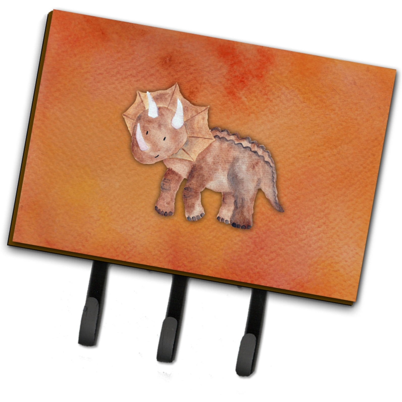 &quotCaroline's Treasures Triceratops Watercolor Wall Hook, Triple, Multicolor"