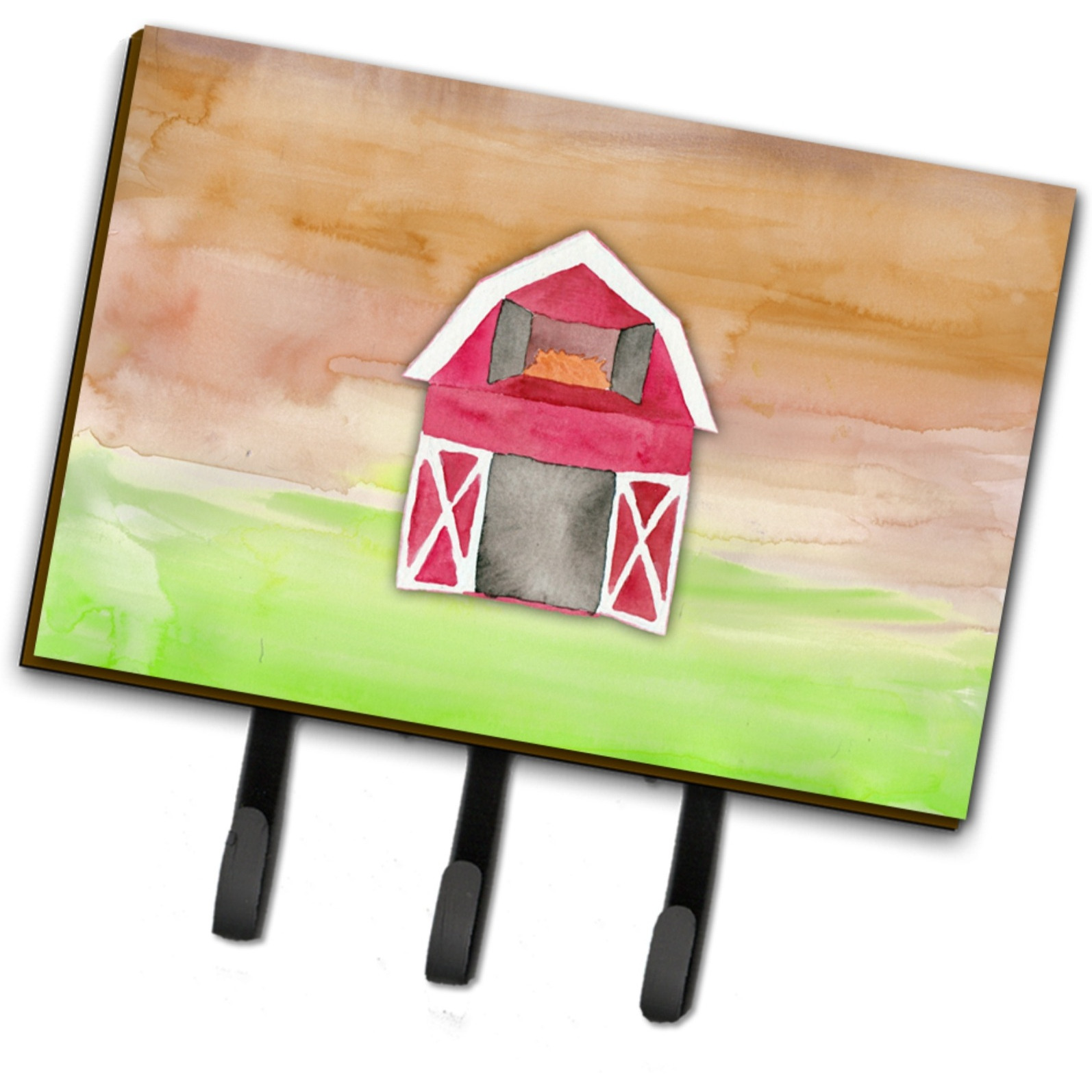 &quotCaroline's Treasures Barn Watercolor Wall Hook, Triple, Multicolor"