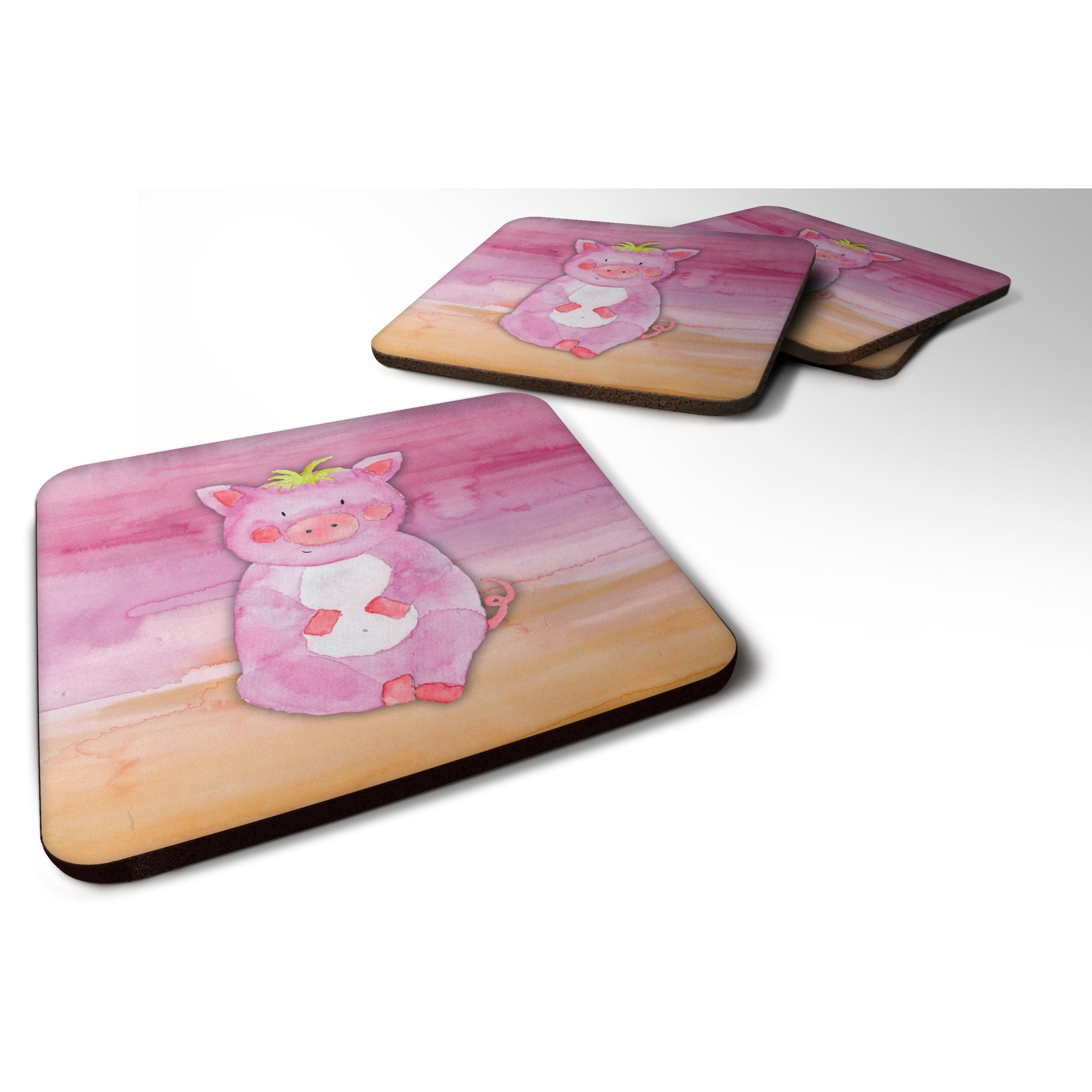 &quotCaroline's Treasures Pig Watercolor Decorative coasters, 3.5, Multicolor"