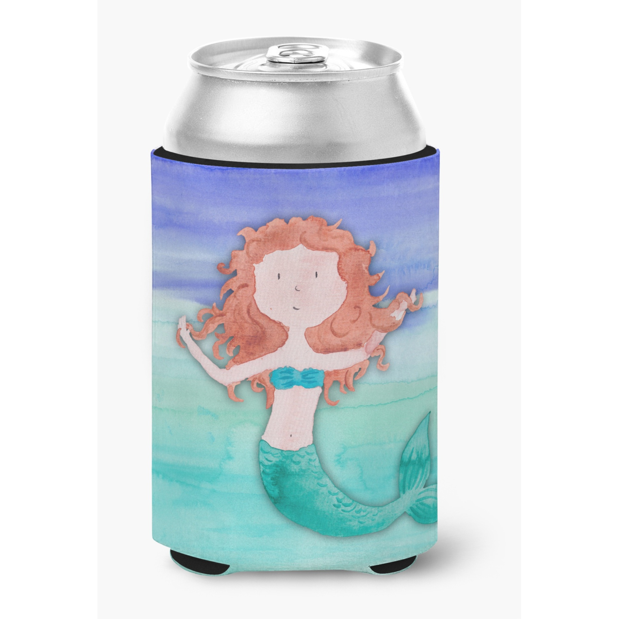 &quotCaroline's Treasures Ginger Mermaid Watercolor Decorative Can Hugger, Multicolor"