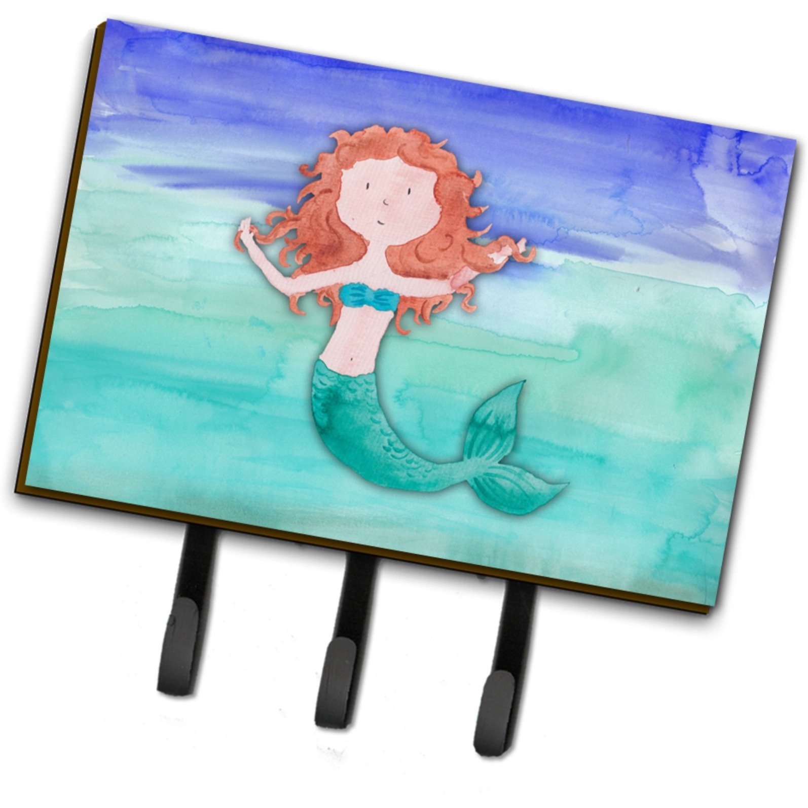 &quotCaroline's Treasures Ginger Mermaid Watercolor Wall Hook, Triple, Multicolor"