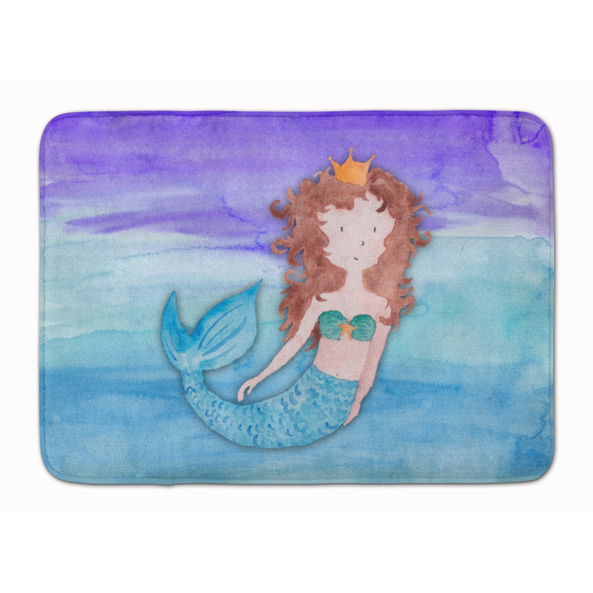 &quotCaroline's Treasures Brunette Mermaid Watercolor Floor Mat, 19"" x 27"", Multicolor"