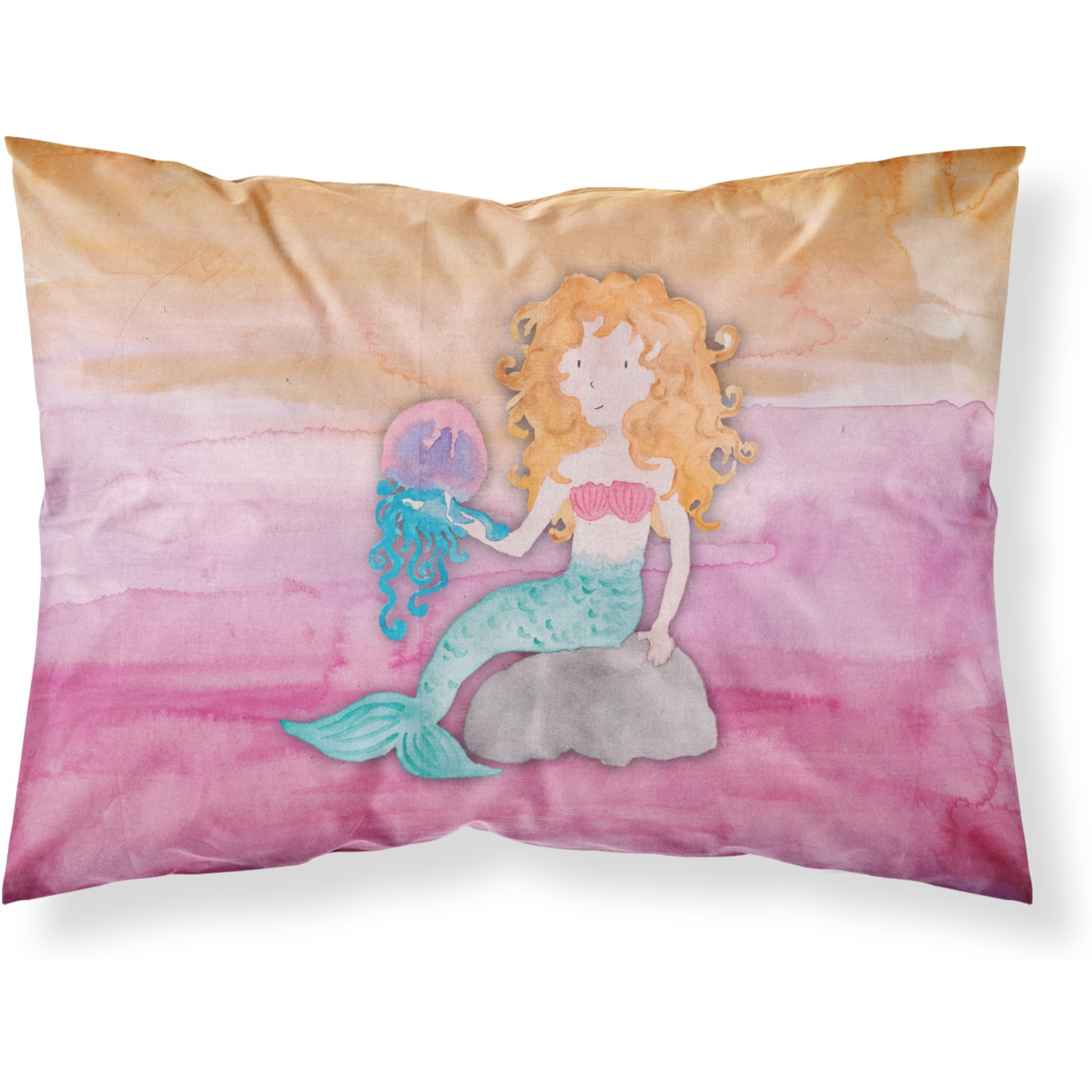 &quotCaroline's Treasures "&quotBlonde Mermaid Watercolor"" Printed, Polyester Envelope Closure pillowcase, Standard, Multicolor"