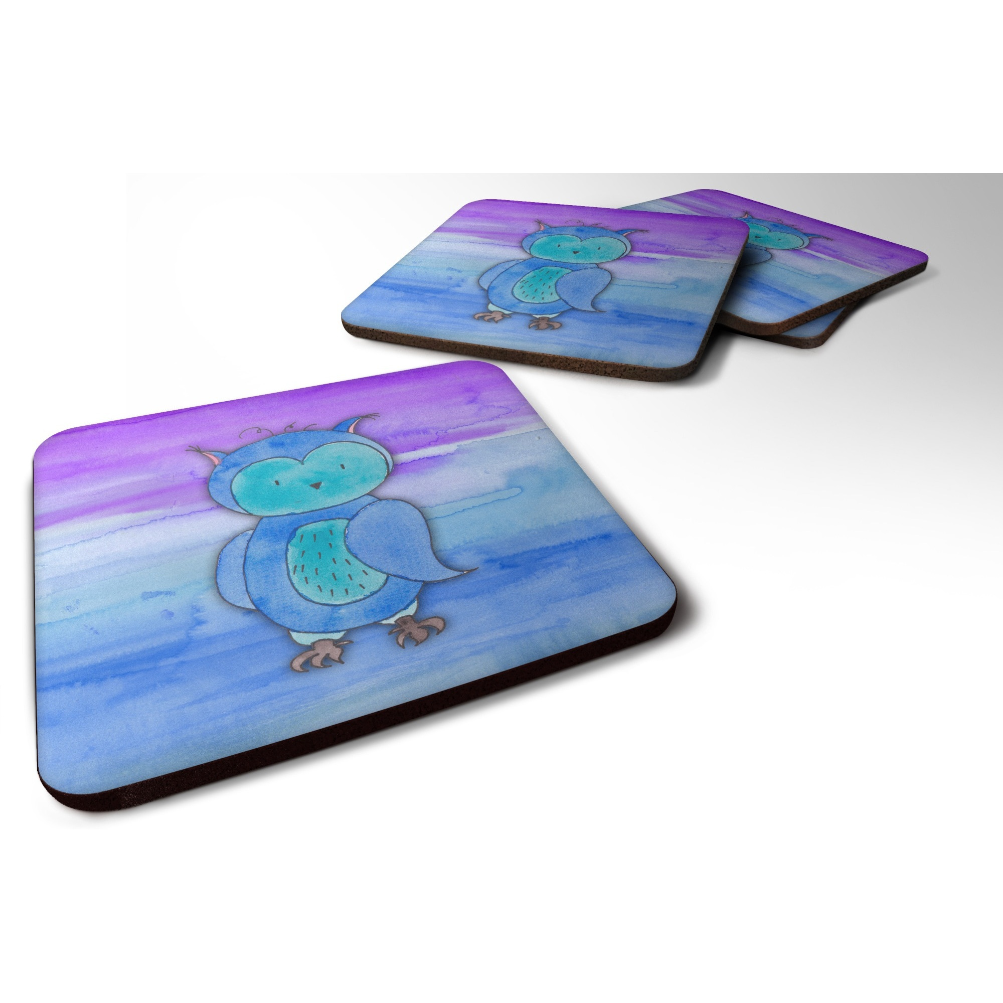 &quotCaroline's Treasures Blue Owl Watercolor Decorative coasters, 3.5, Multicolor"
