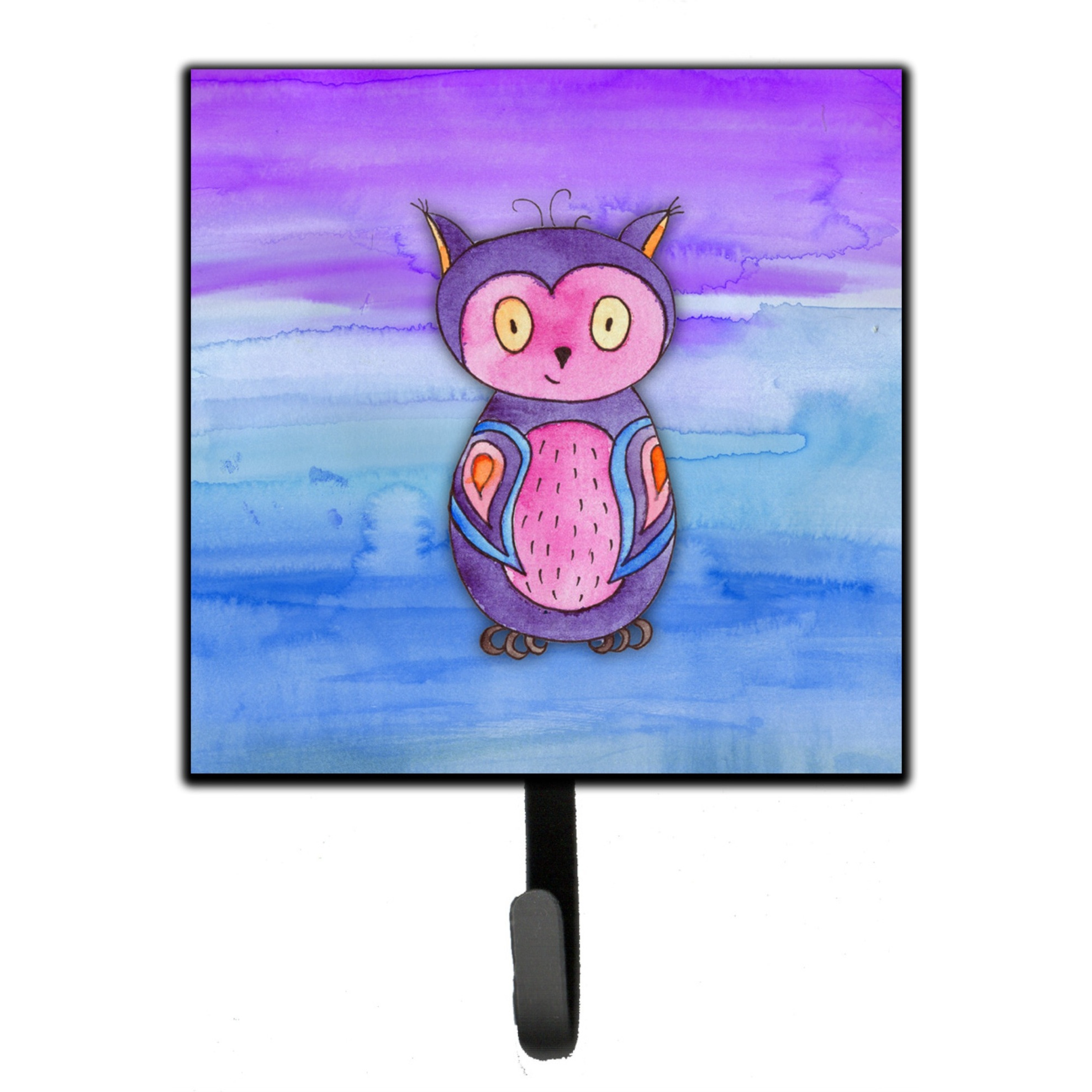 &quotCaroline's Treasures Pink and Purple Owl Watercolor Wall Hook, Small, Multicolor"