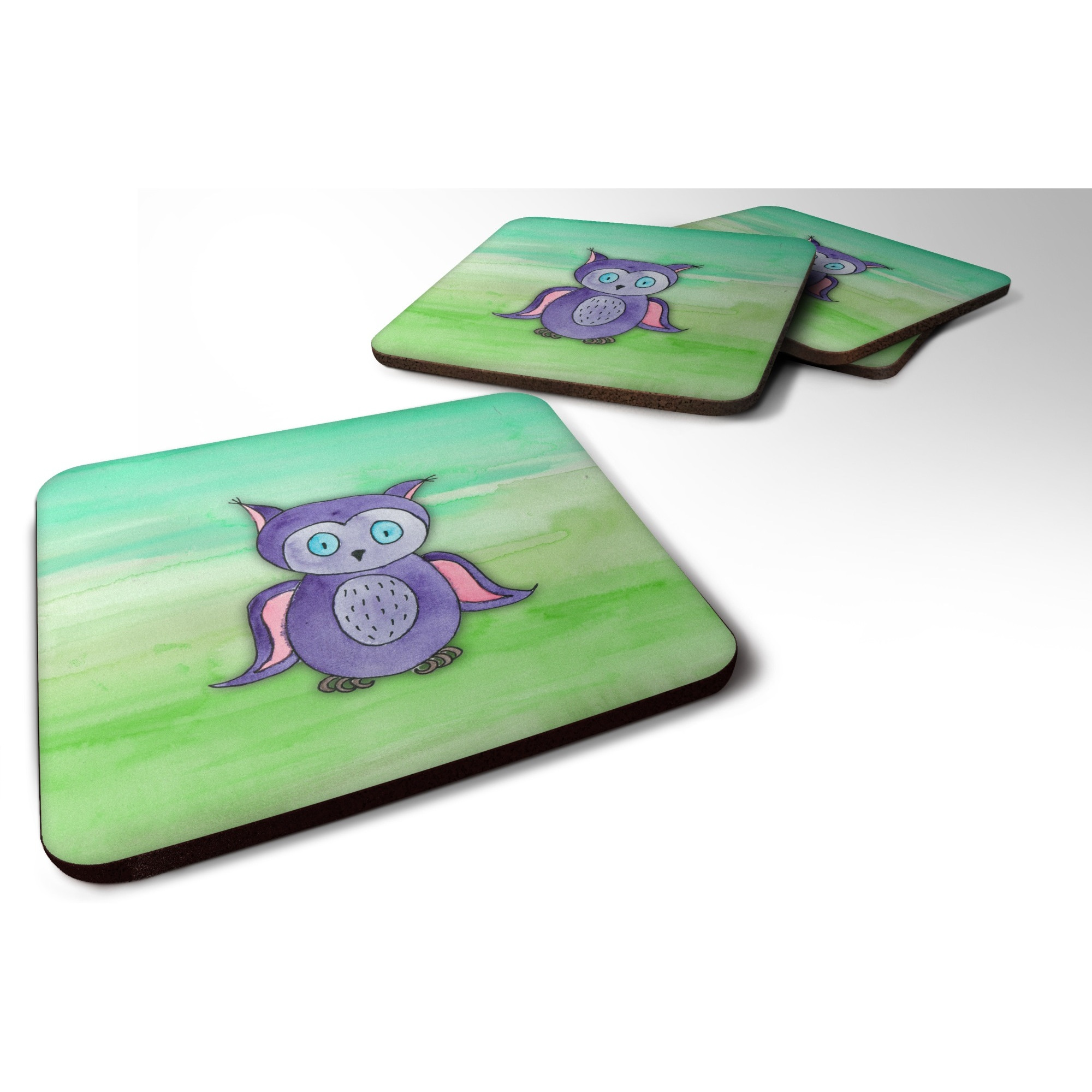&quotCaroline's Treasures Purple Owl Watercolor Decorative coasters, 3.5, Multicolor"