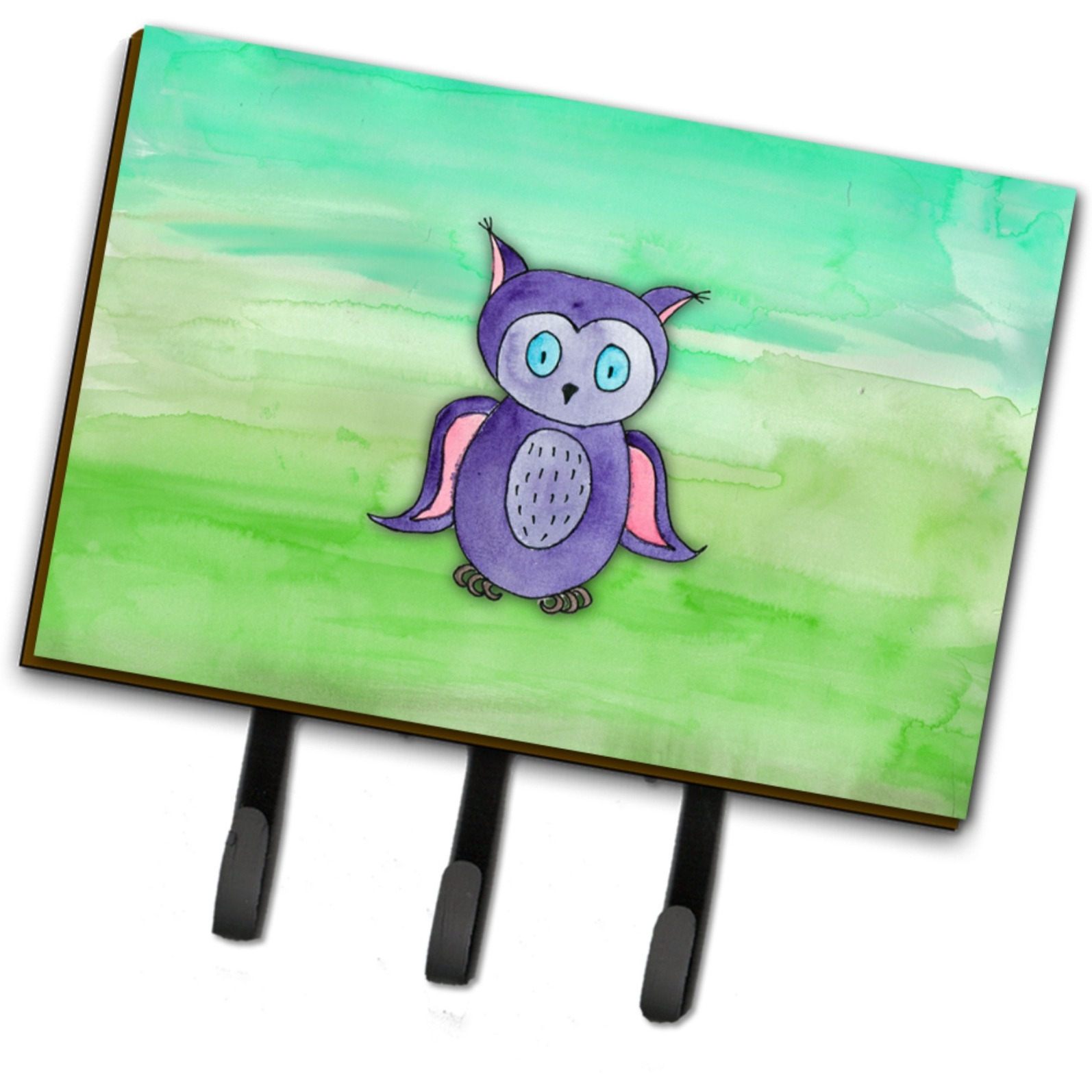 &quotCaroline's Treasures Purple Owl Watercolor Wall Hook, Triple, Multicolor"