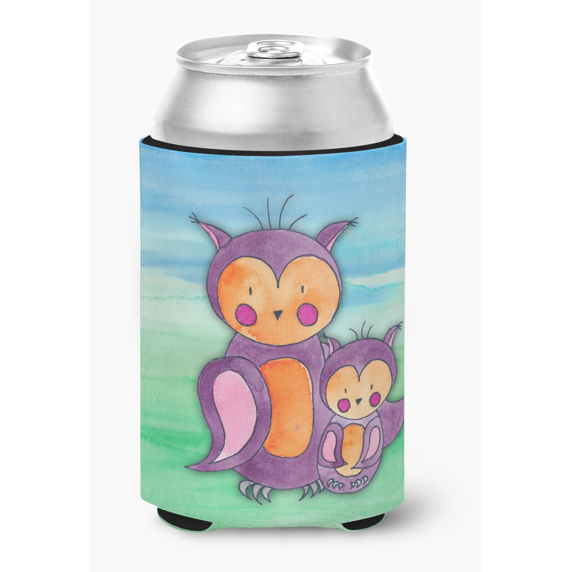 &quotCaroline's Treasures Momma and Baby Owl Watercolor Decorative Can Hugger, Multicolor"