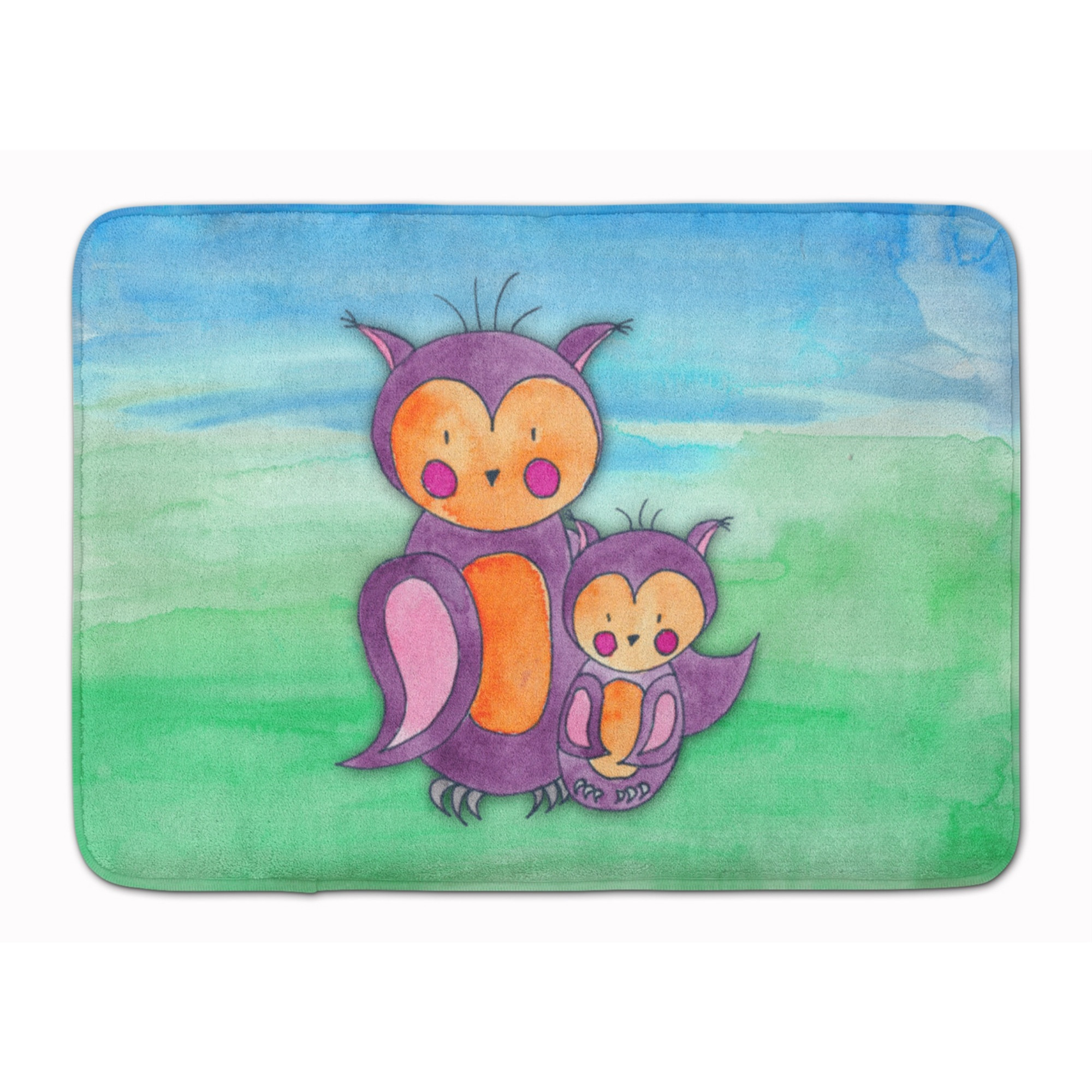 &quotCaroline's Treasures Momma and Baby Owl Watercolor Floor Mat, 19"" x 27"", Multicolor"