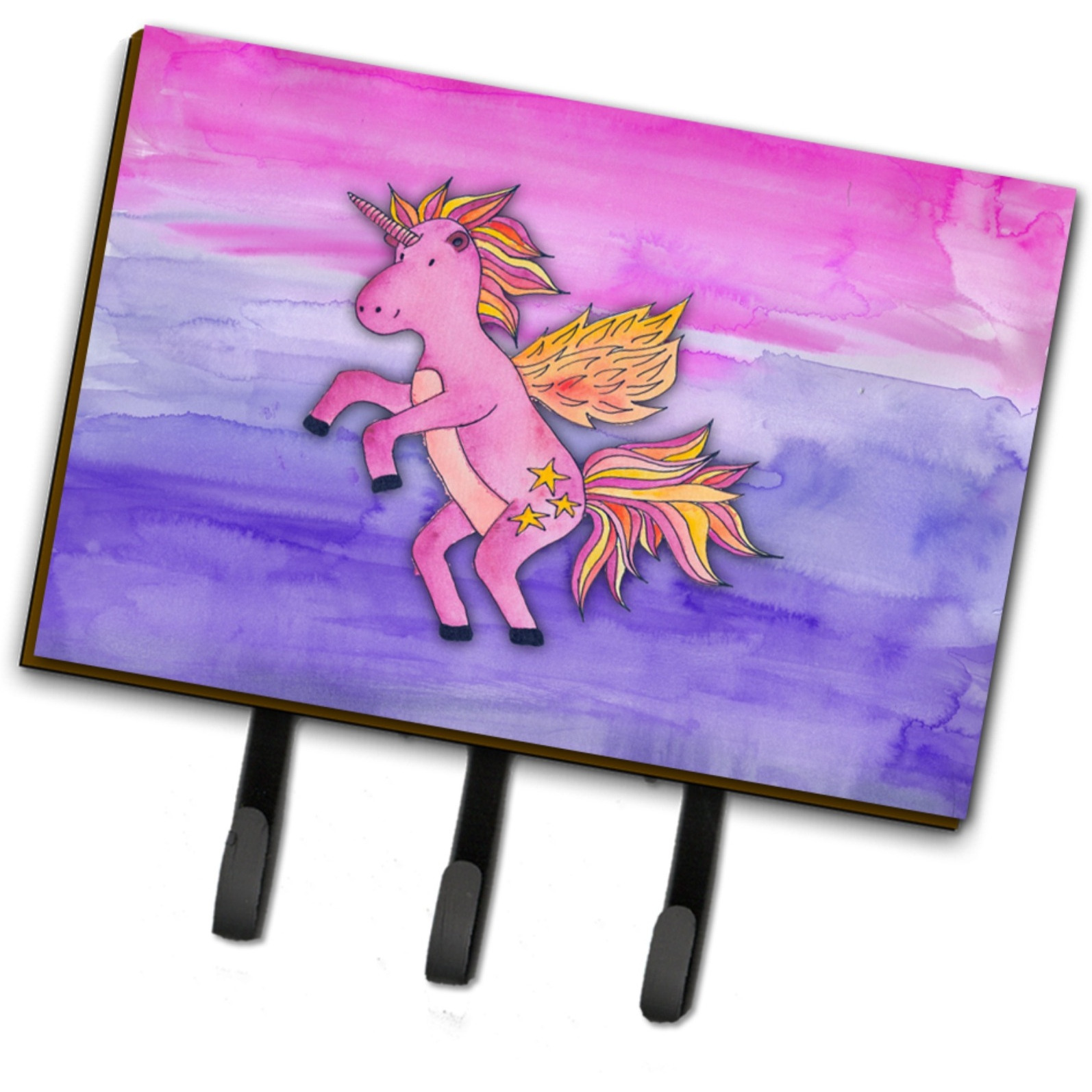 &quotCaroline's Treasures Pink Unicorn Watercolor Wall Hook, Triple, Multicolor"