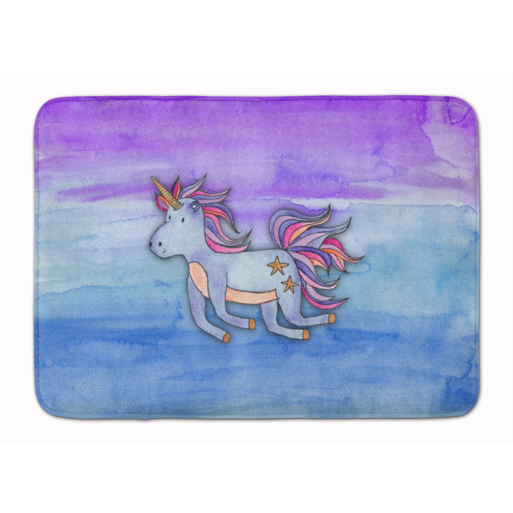 &quotCaroline's Treasures Blue Unicorn Watercolor Floor Mat, 19"" x 27"", Multicolor"