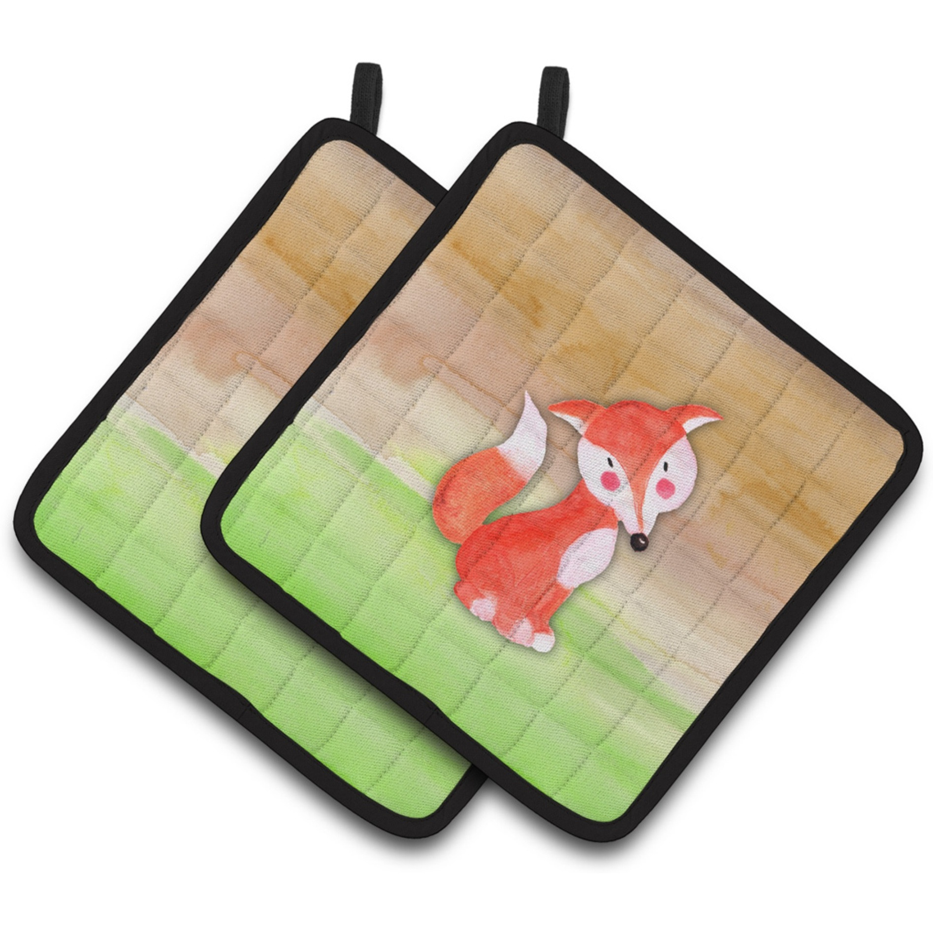 &quotCaroline's Treasures Fox Watercolor Decorated pot holder, 7.5"" x 7.5"", Multicolor"
