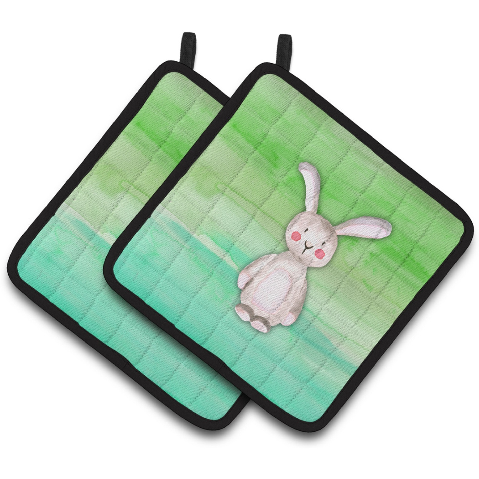 &quotCaroline's Treasures Bunny Rabbit Watercolor Decorated pot holder, 7.5"" x 7.5"", Multicolor"