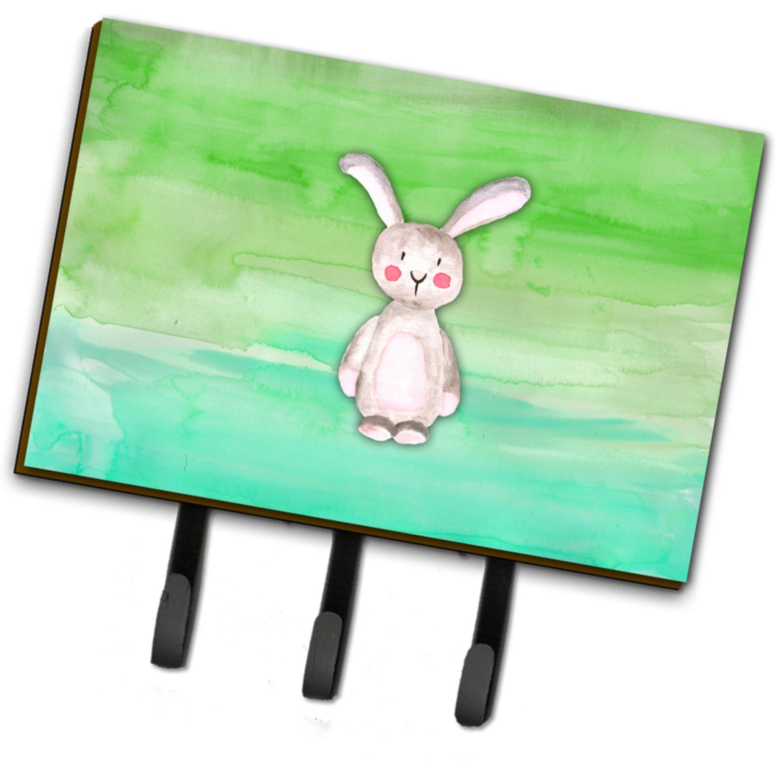 &quotCaroline's Treasures Bunny Rabbit Watercolor Wall Hook, Triple, Multicolor"